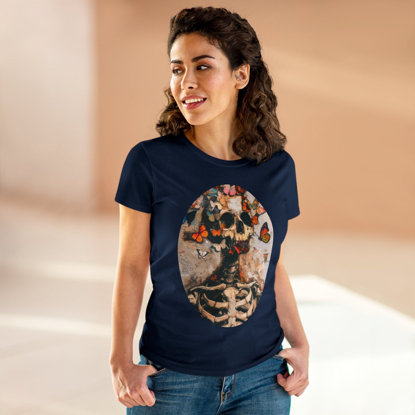 Skeleton and Butterflies - Women's Midweight Cotton Tee