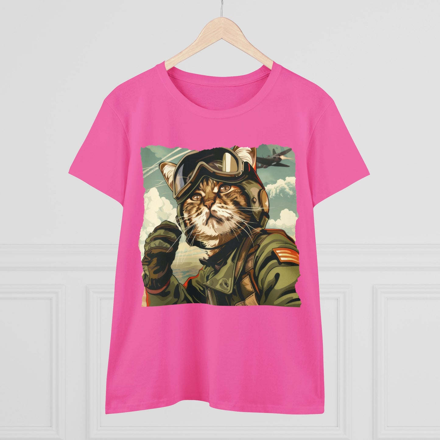 Kitty Fighter Pilot - Women's Midweight Cotton Tee