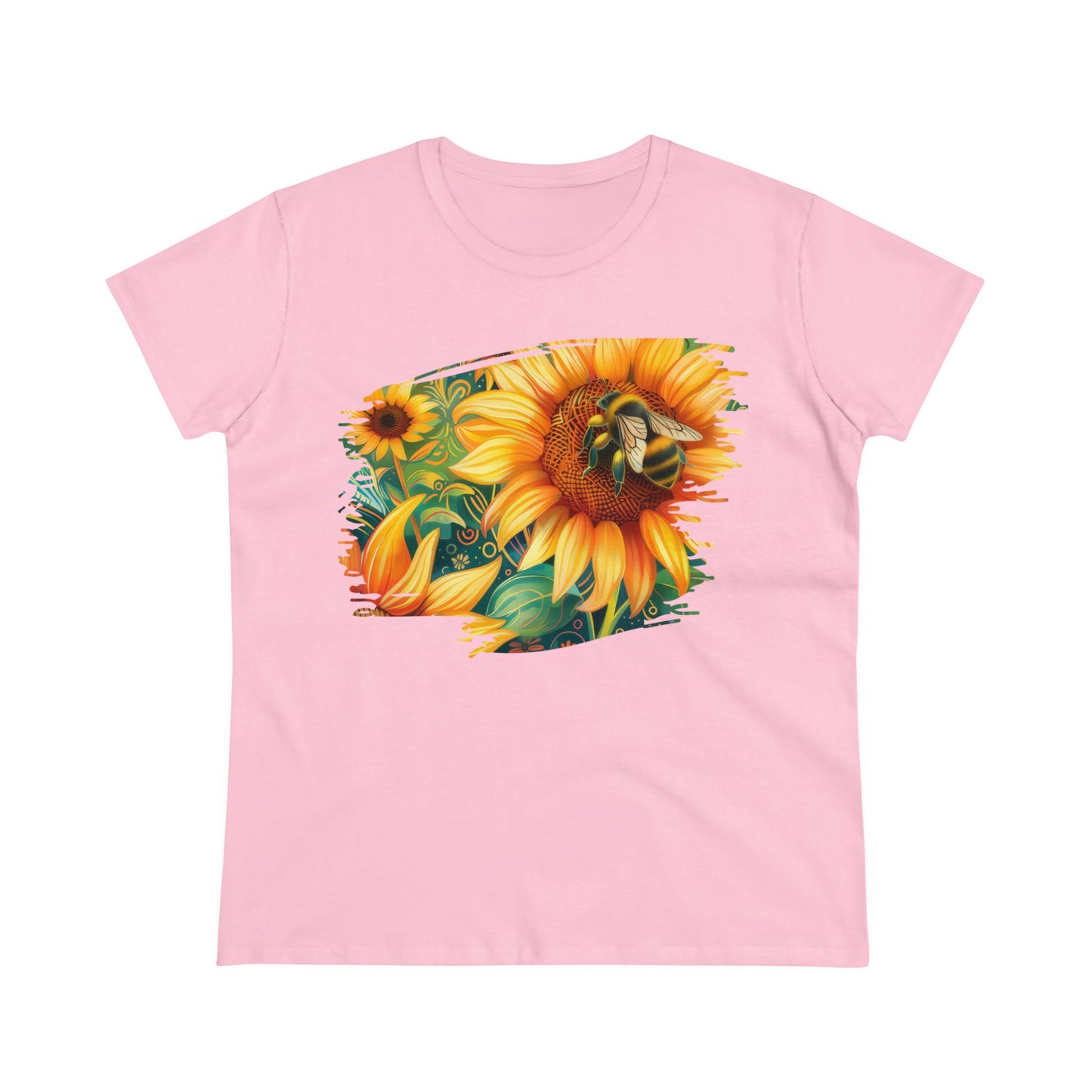 Sunflowers and Bee - Women's Midweight Cotton Tee