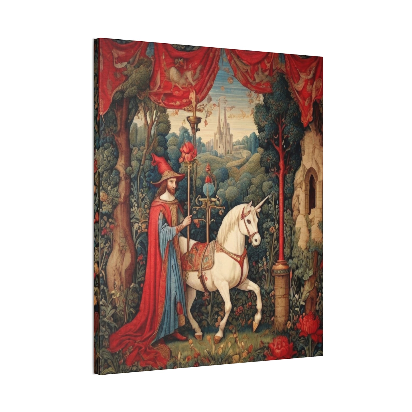 Mage and the Unicorn Tapestry - Canvas Stretched, 0.75"