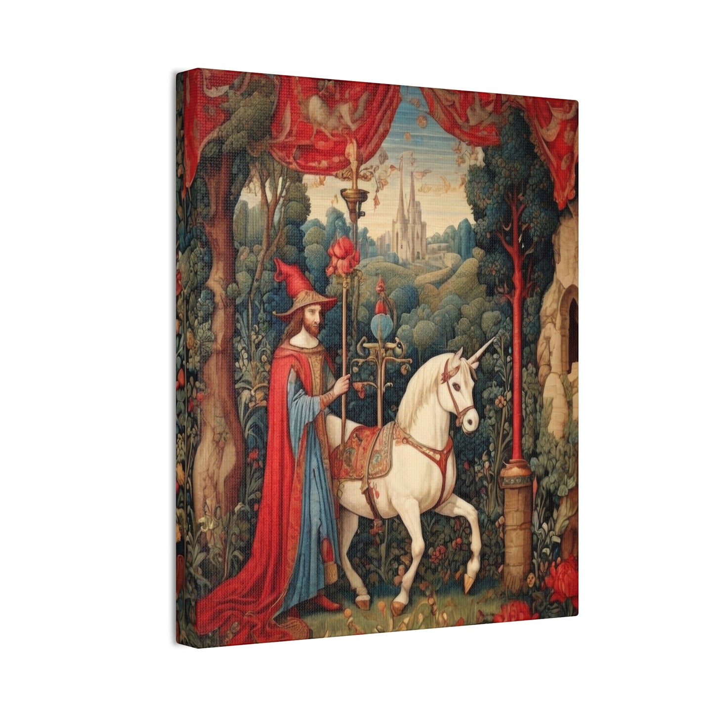 Mage and the Unicorn Tapestry - Canvas Stretched, 0.75"