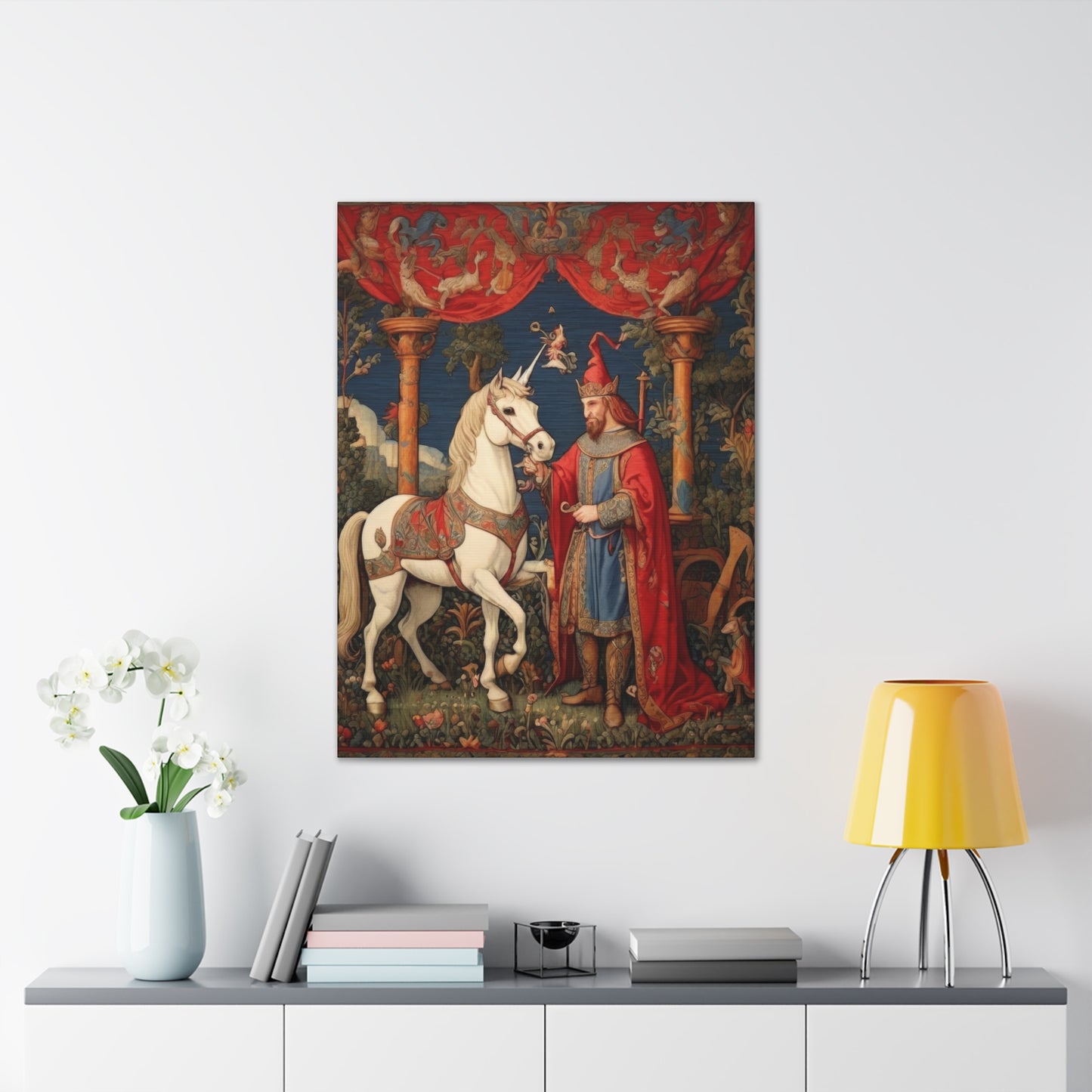 Mage and the Unicorn Tapestry - Canvas Stretched, 0.75"