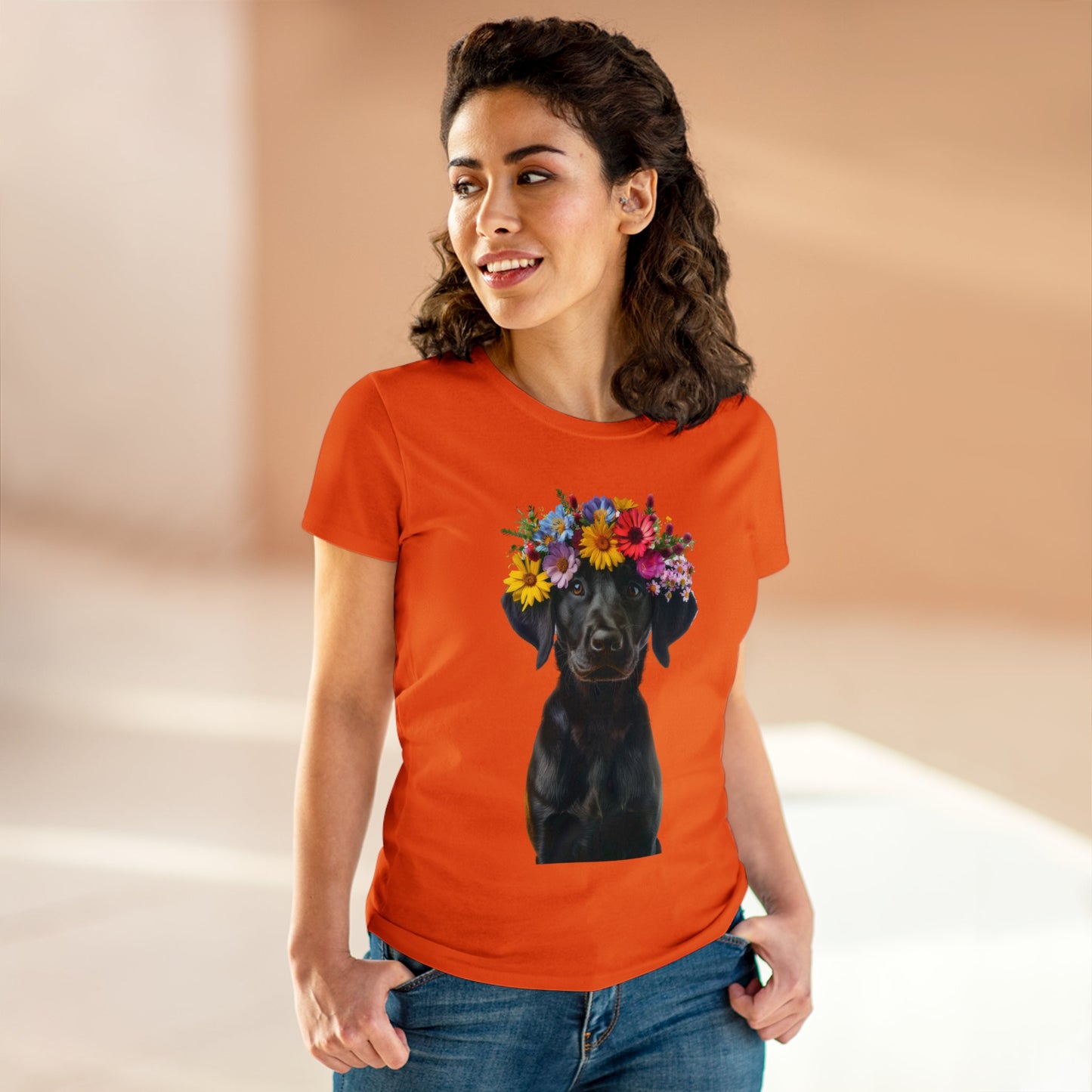 Dog's Flower Crown - Women's Midweight Cotton Tee