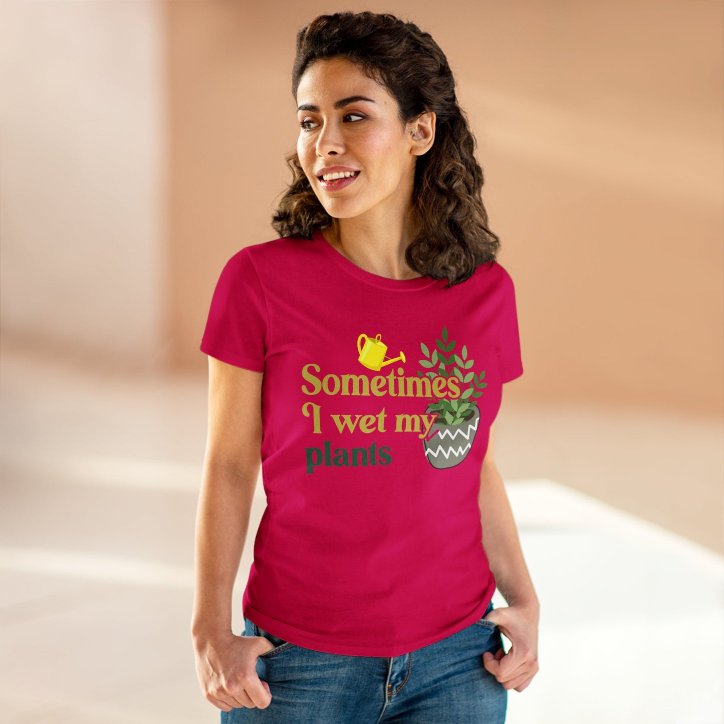 Sometimes I Wet My Plants - Gardening - Women's Midweight Cotton Tee