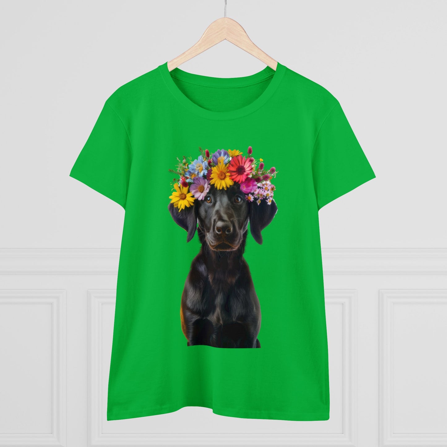 Dog's Flower Crown - Women's Midweight Cotton Tee