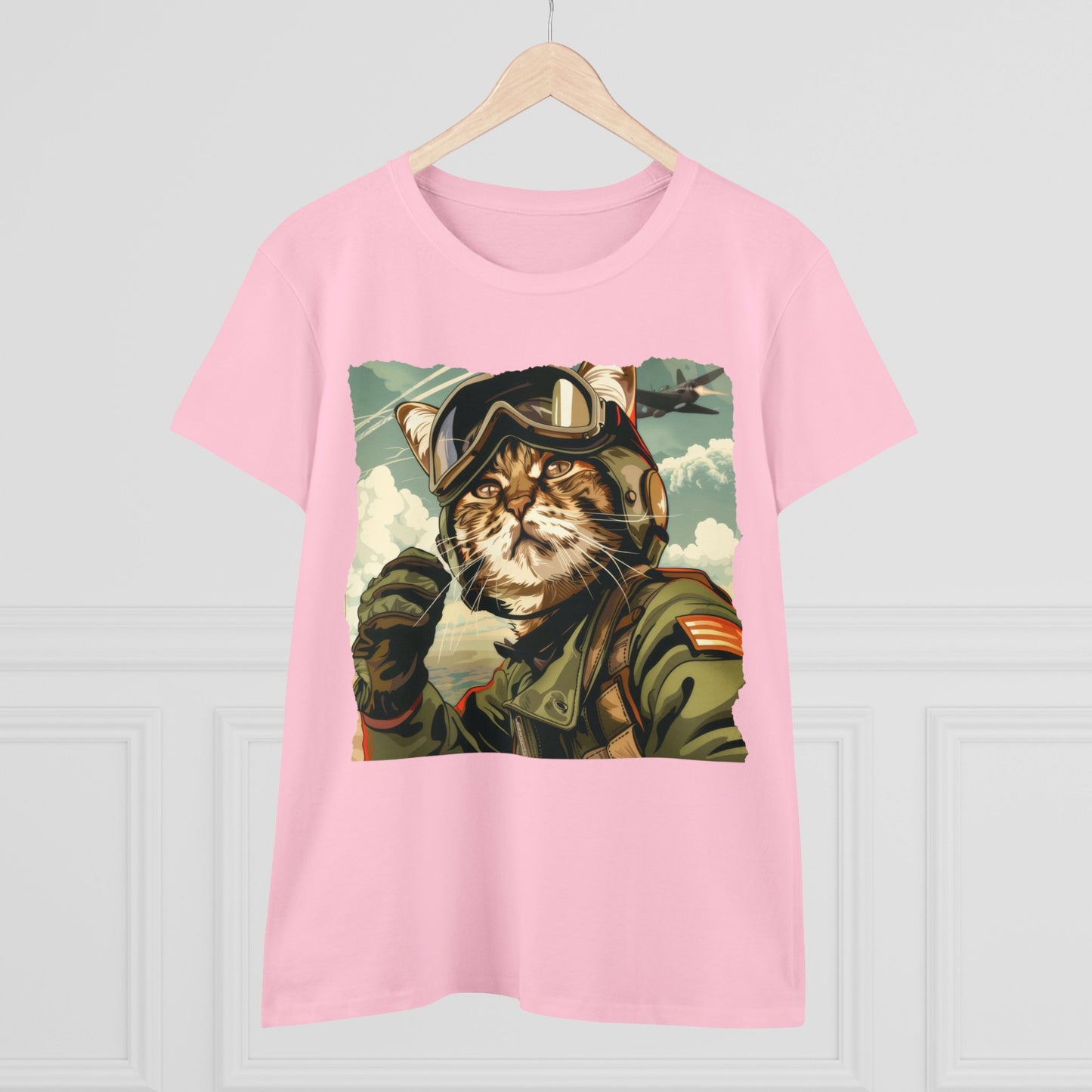 Kitty Fighter Pilot - Women's Midweight Cotton Tee