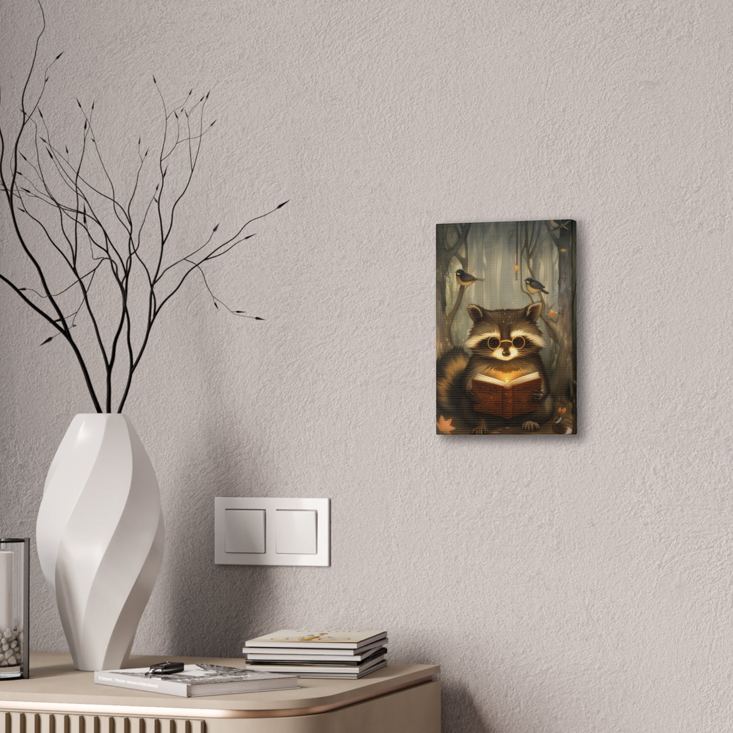 Raccoon in Spectacles - Canvas Stretched, 0.75"