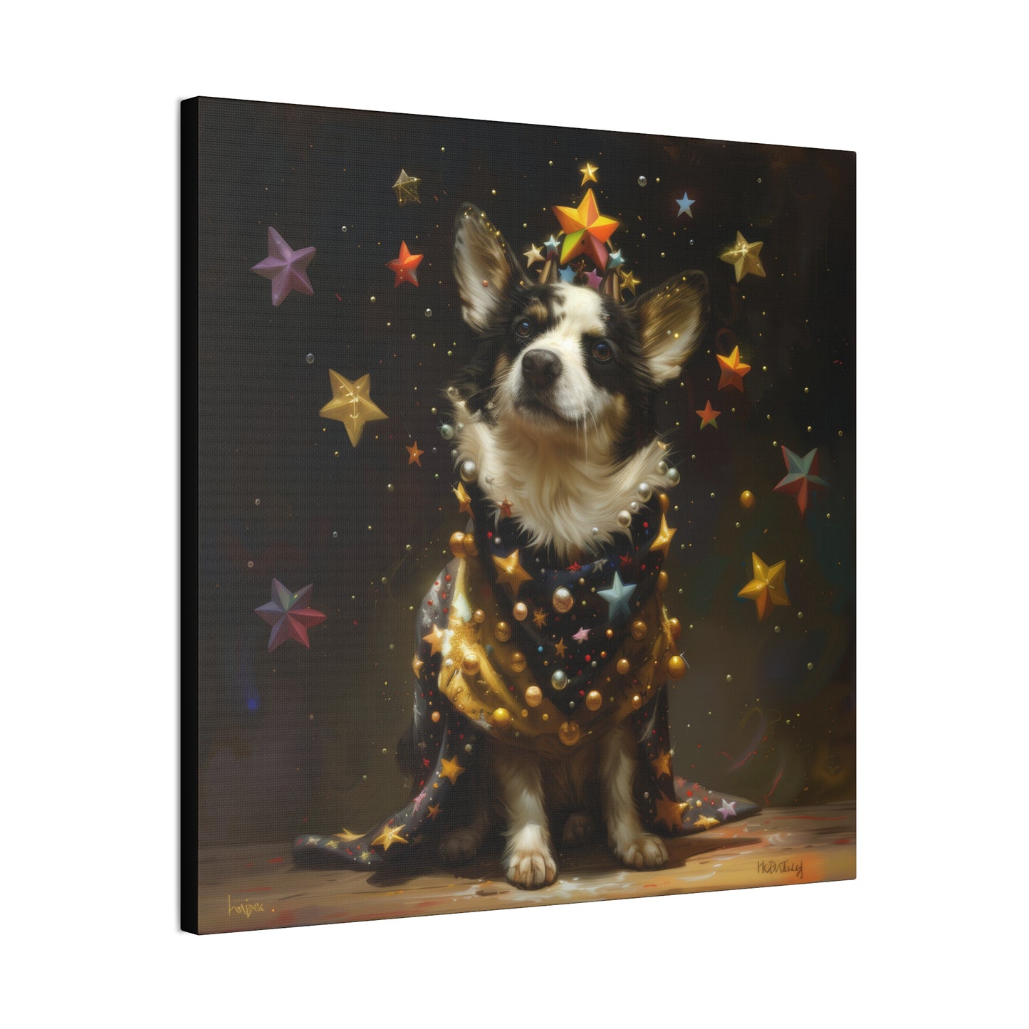 Star Dog Celebration - Canvas Stretched, 0.75"