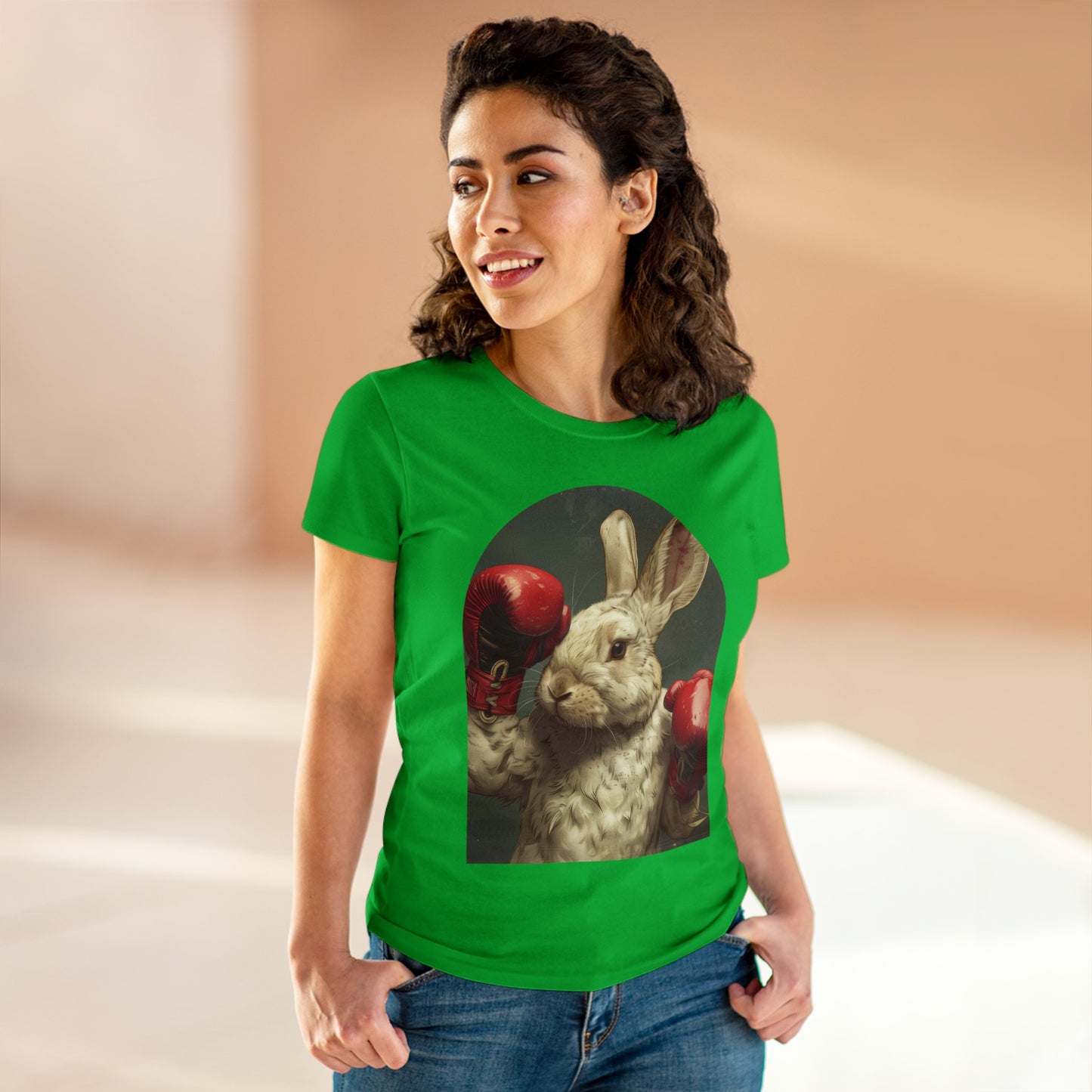 Boxing Rabbit - Women's Midweight Cotton Tee