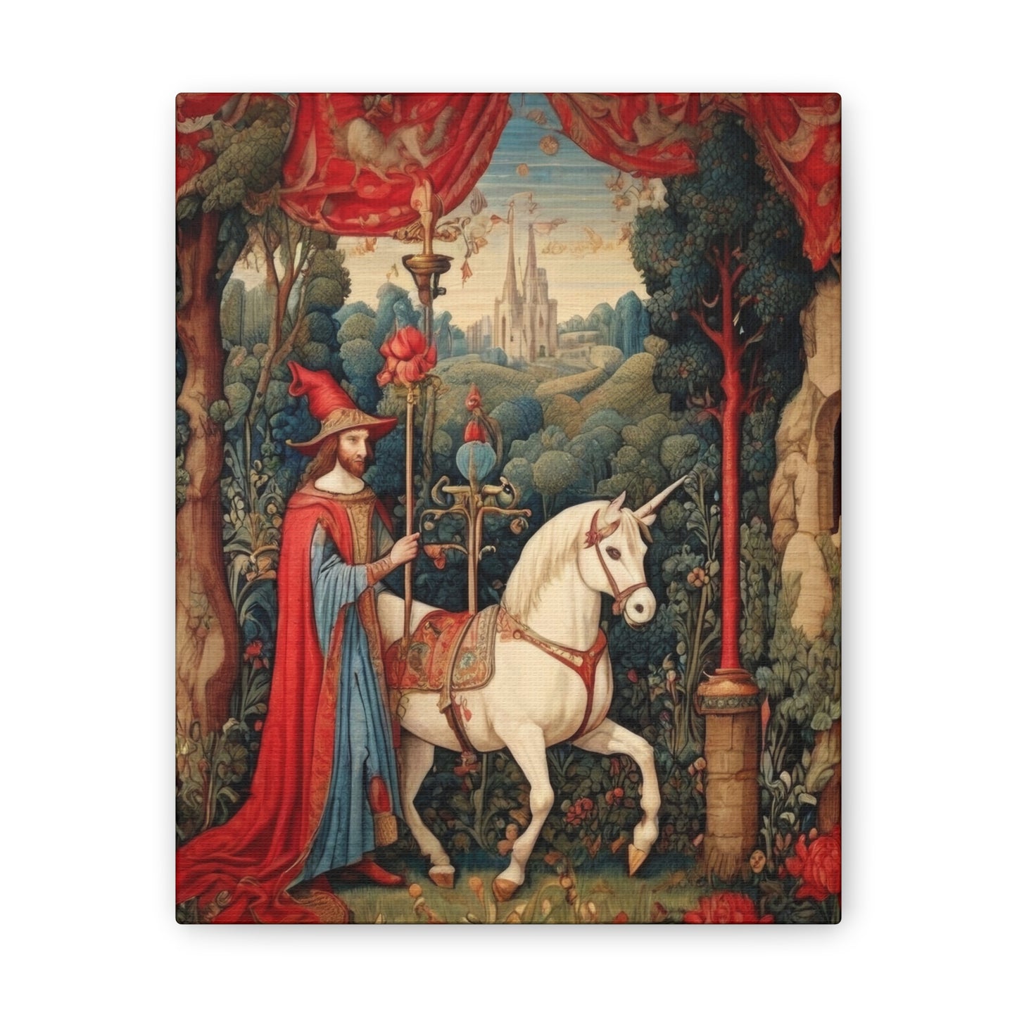 Mage and the Unicorn Tapestry - Canvas Stretched, 0.75"