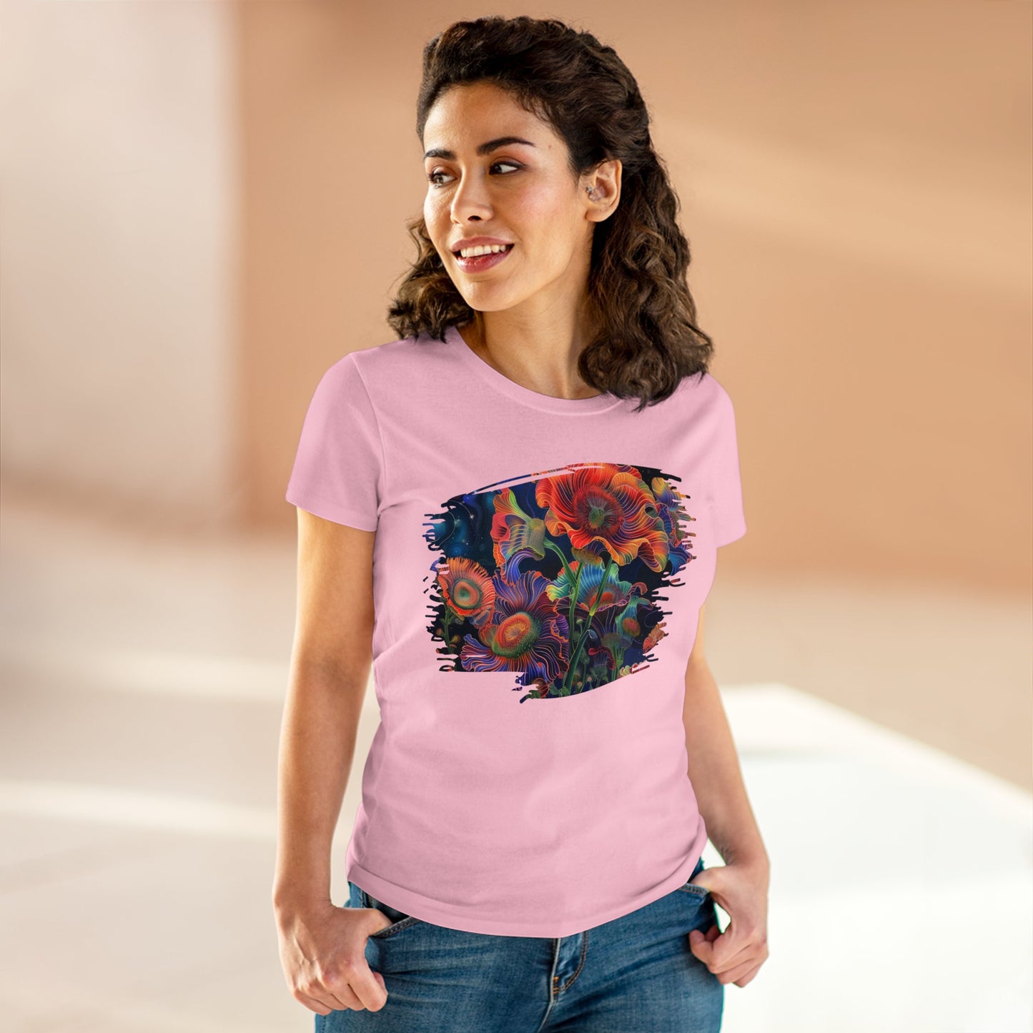 Pastel Flowers - Women's Midweight Cotton Tee