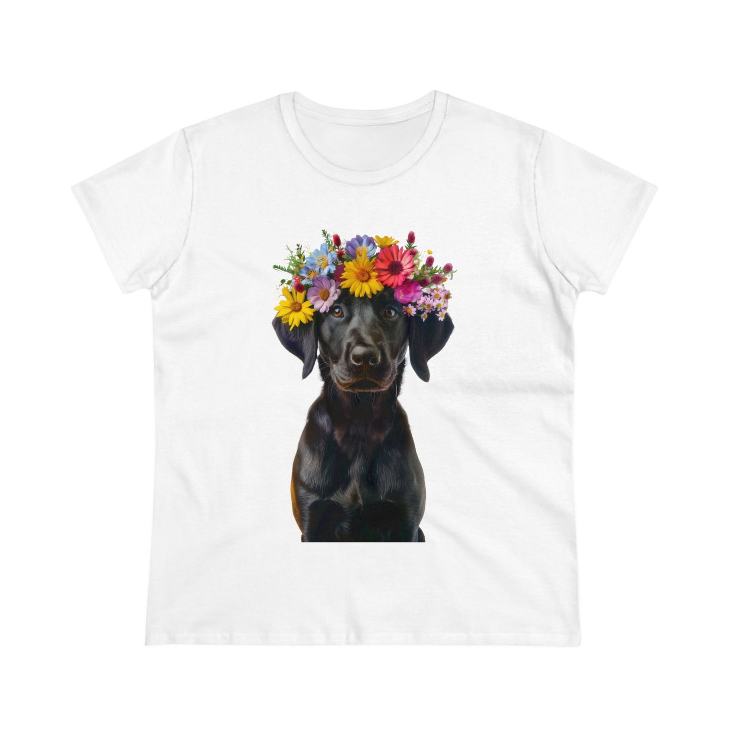 Dog's Flower Crown - Women's Midweight Cotton Tee