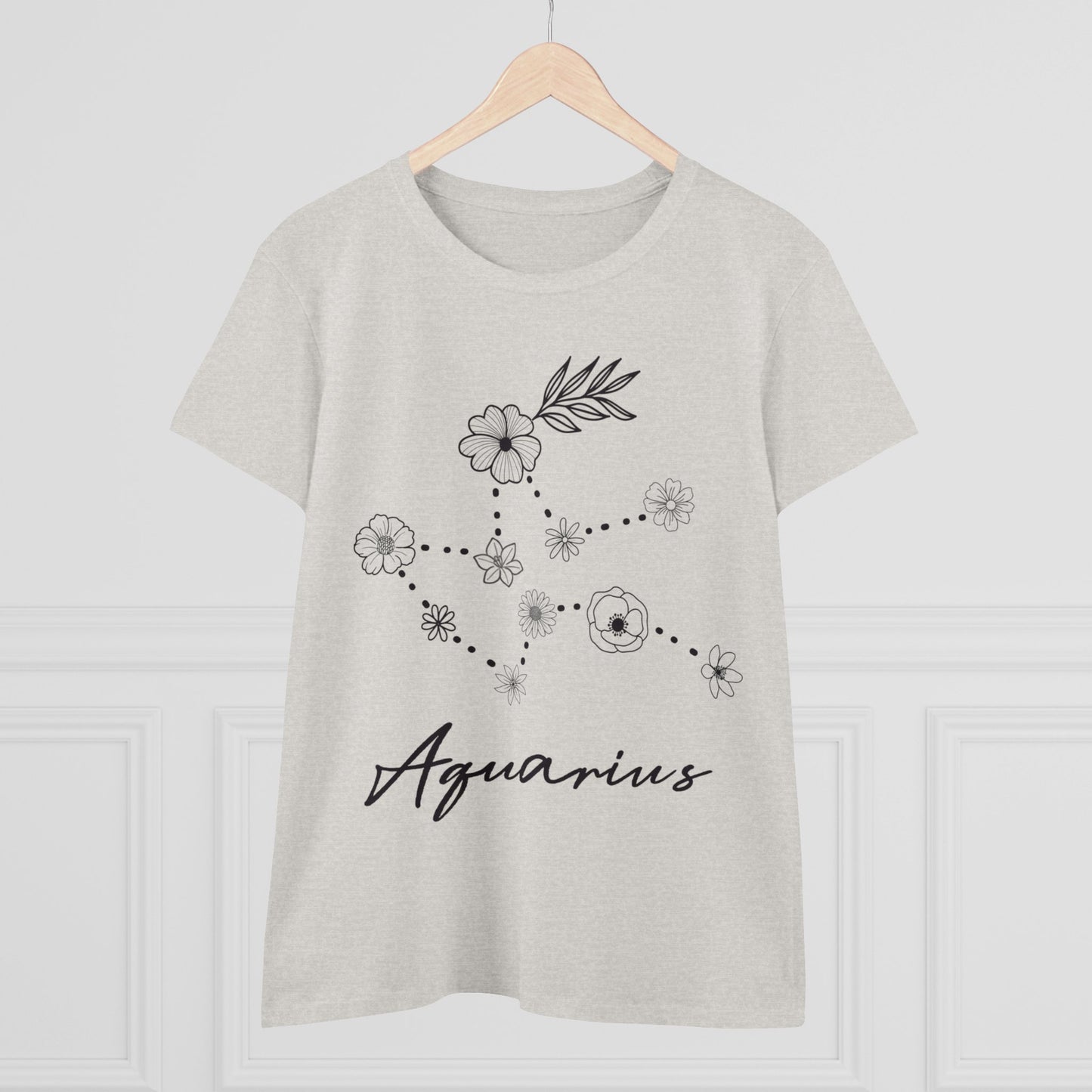 Flower Constellation - Aquarius - Astrology - Women's Midweight Cotton Tee