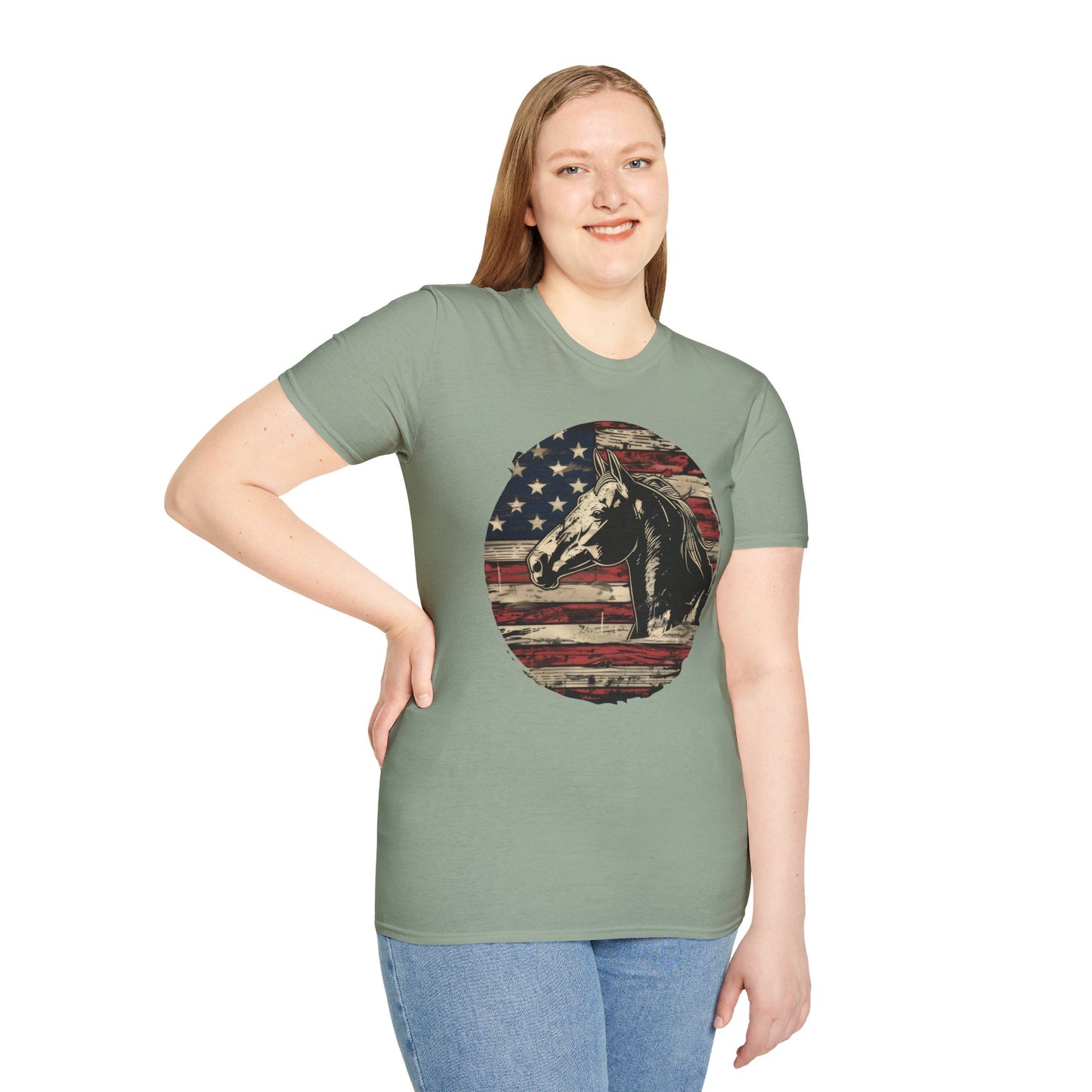 Horse and Flag - Unisex Softstyle T-Shirt