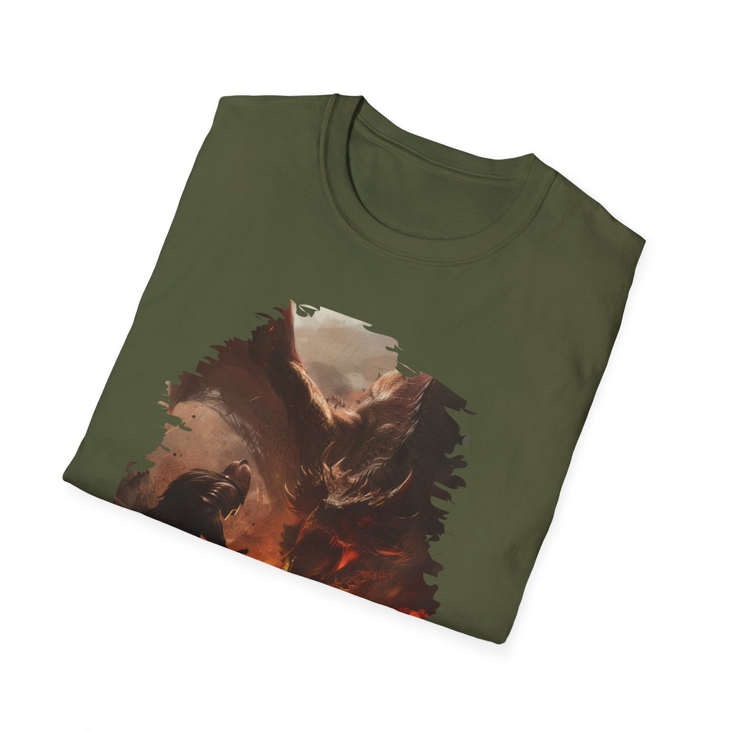 Fighter and Dragon - Unisex Softstyle T-Shirt