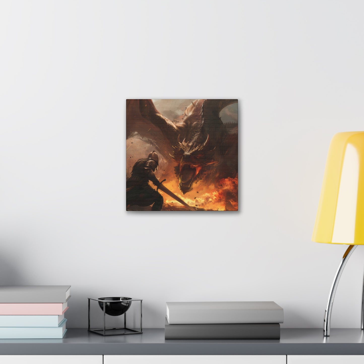 Fighter and Dragon - Canvas Stretched, 0.75"