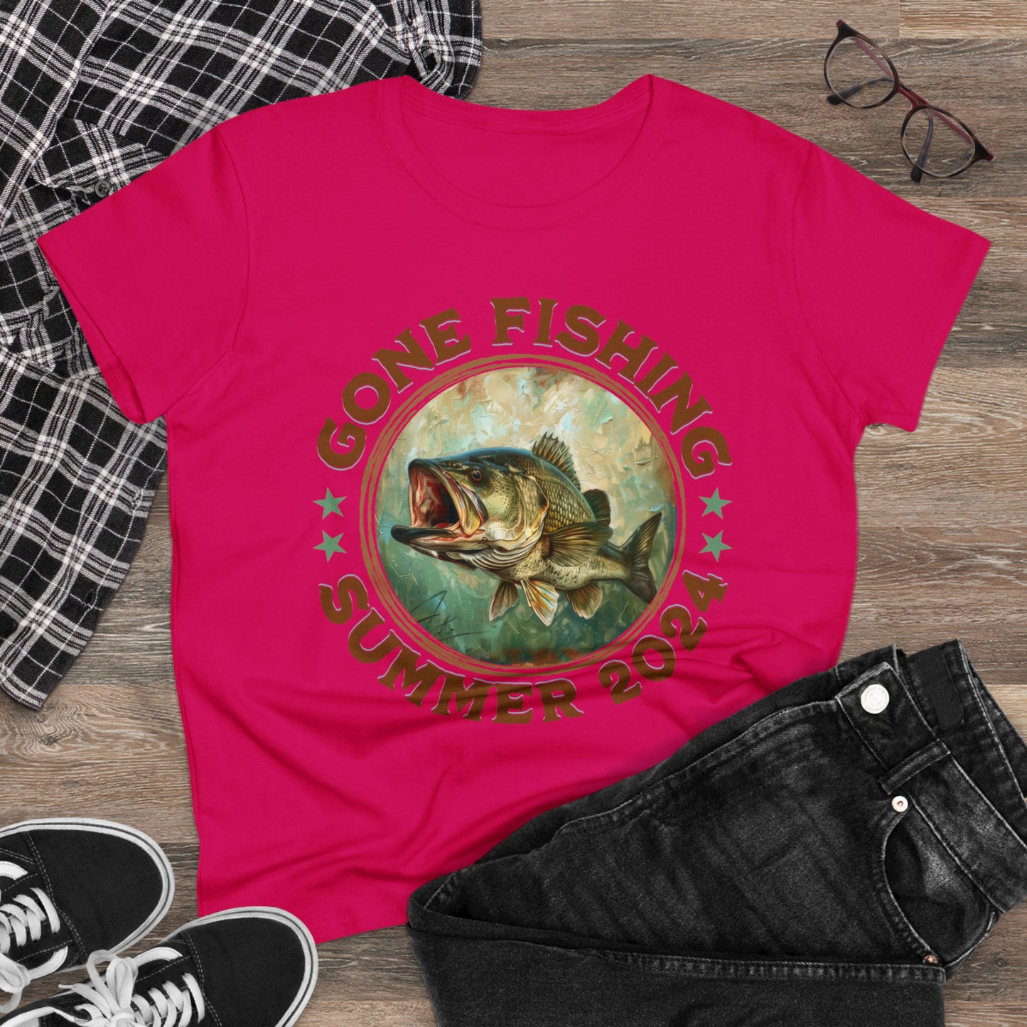 Gone Fishing - Women's Midweight Cotton Tee