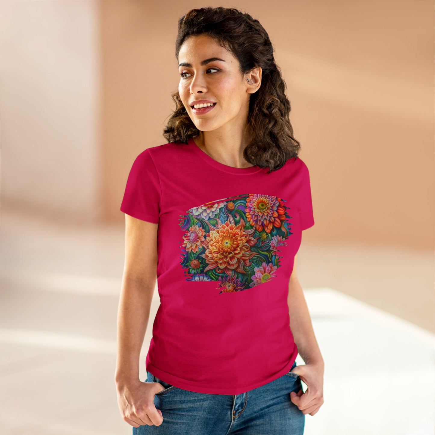 Pastel Flowers - Women's Midweight Cotton Tee