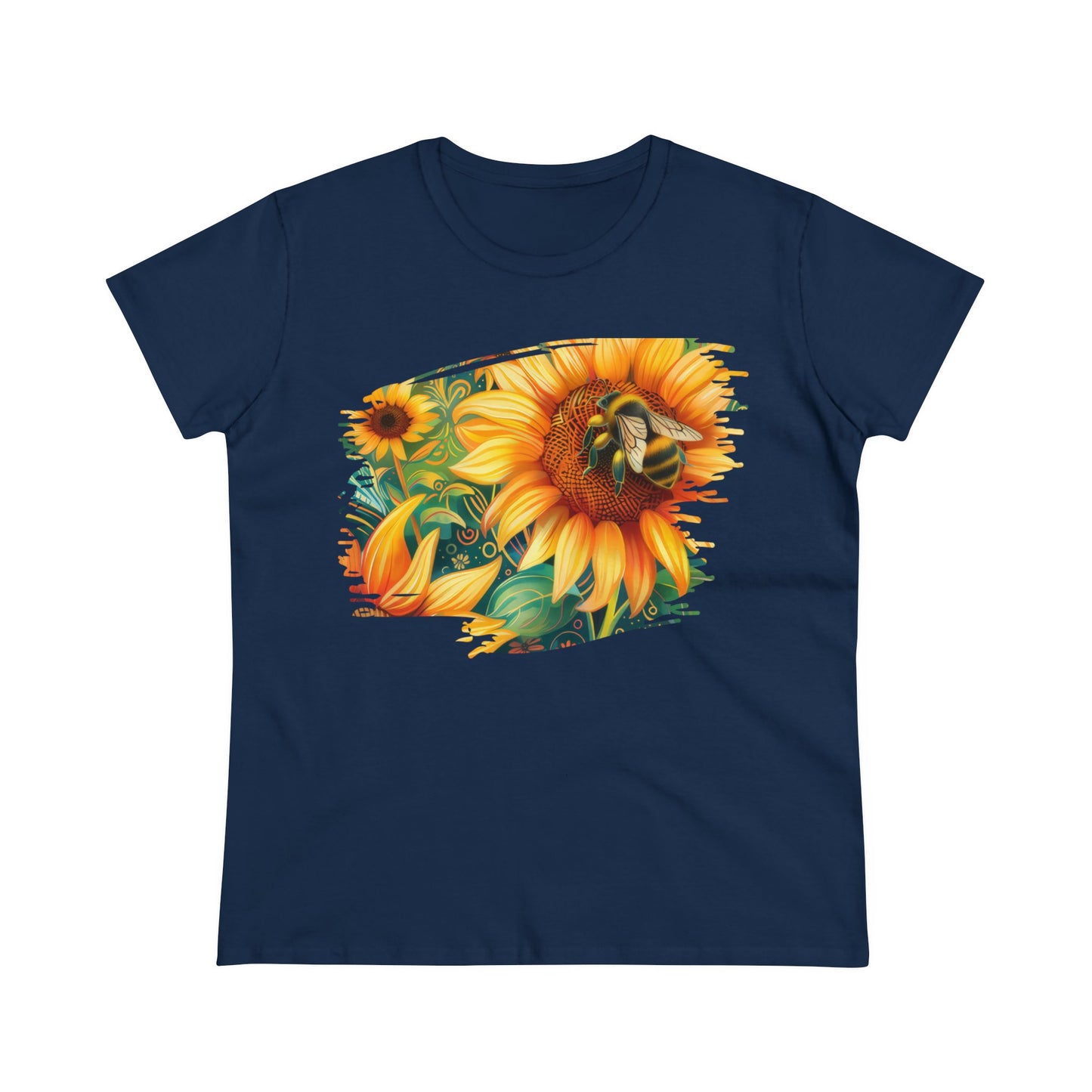 Sunflowers and Bee - Women's Midweight Cotton Tee