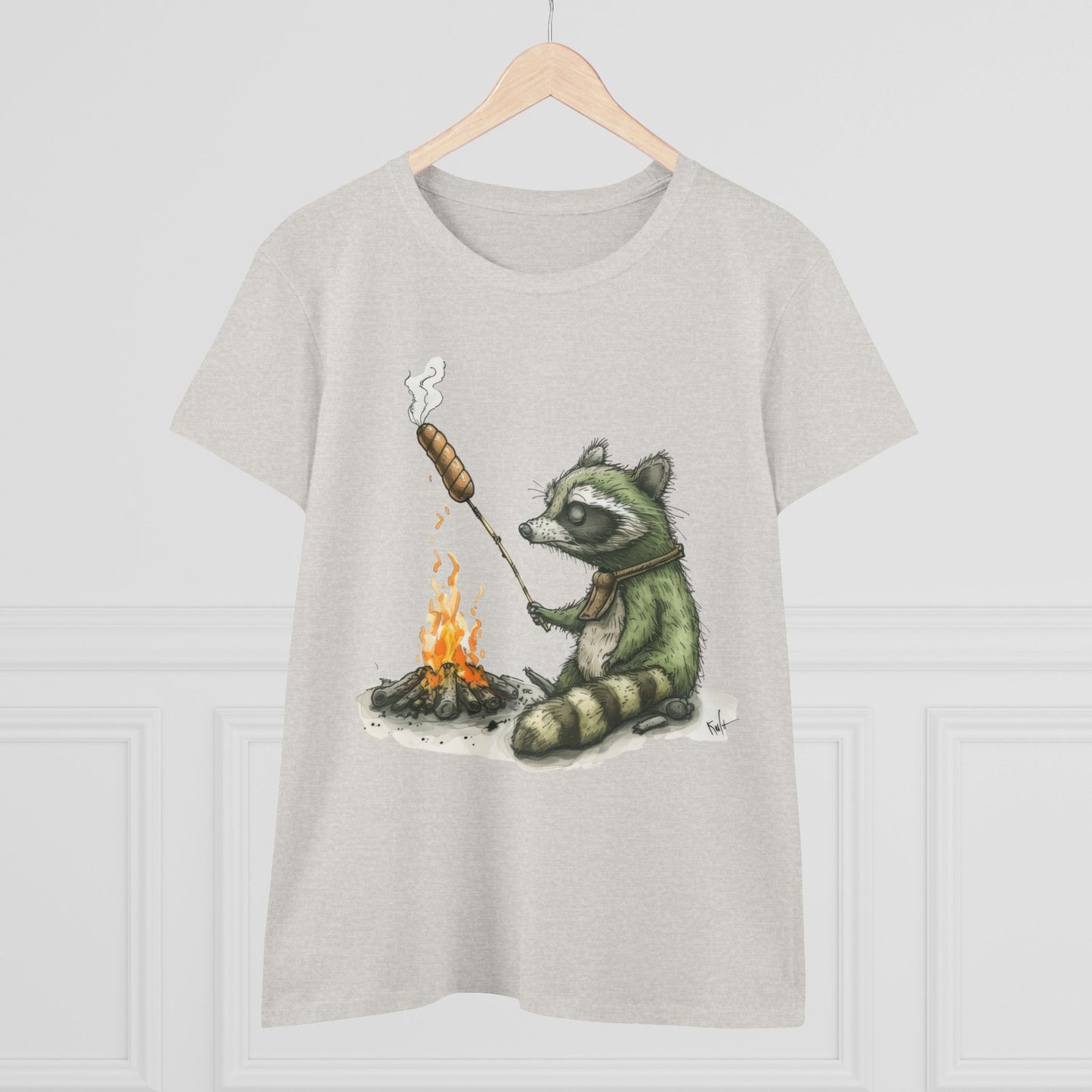 Raccoon Campfire - Women's Midweight Cotton Tee