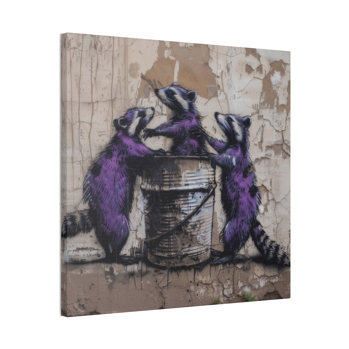 Raccoon Party - Canvas Stretched, 0.75"