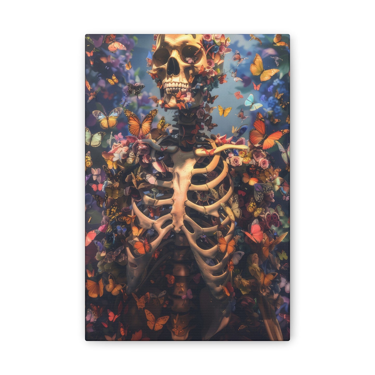 Skeleton and Butterflies - Canvas Stretched, 0.75"