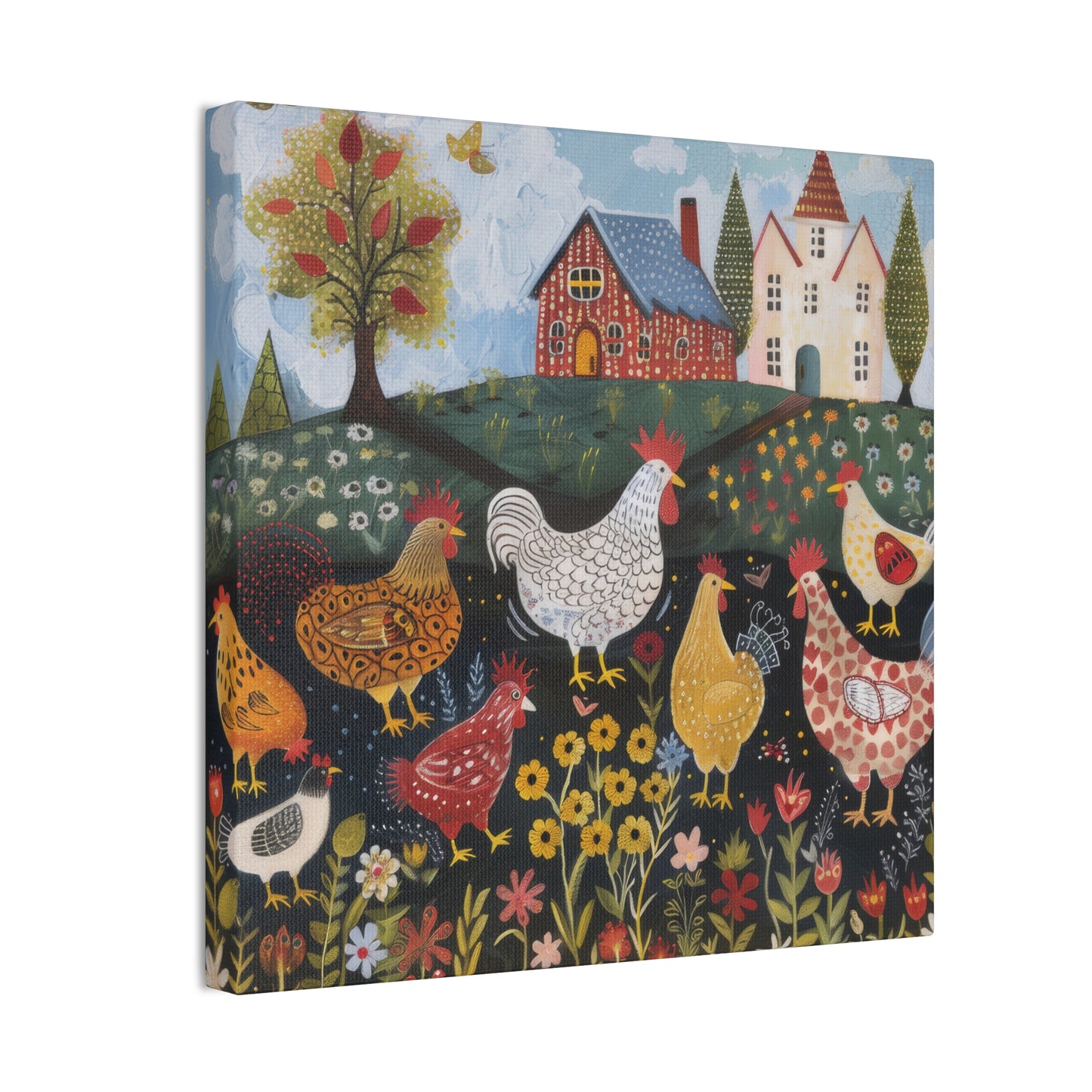 Chickens - Canvas Stretched, 0.75" - Canvas Stretched, 0.75"