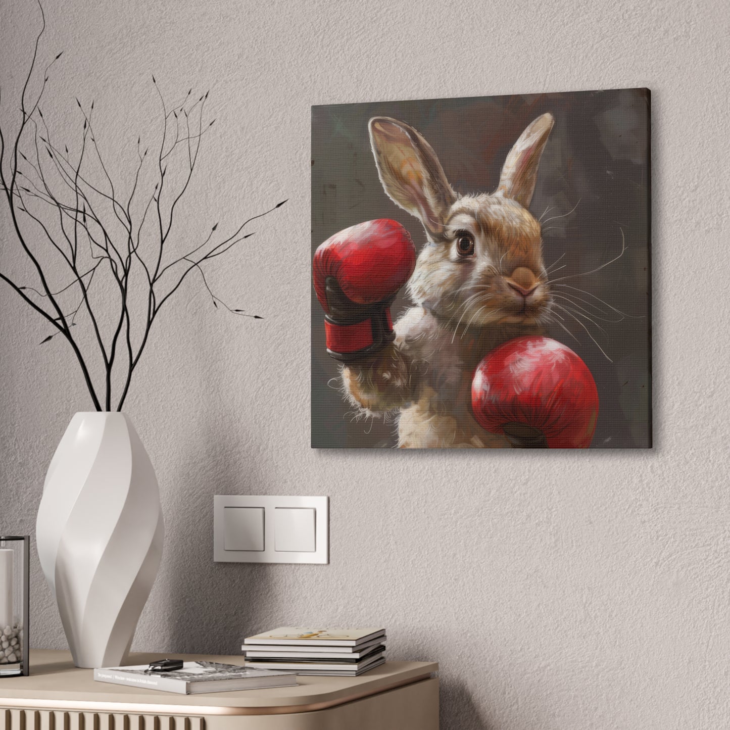 Bunny Pugilist - Canvas Stretched, 0.75"