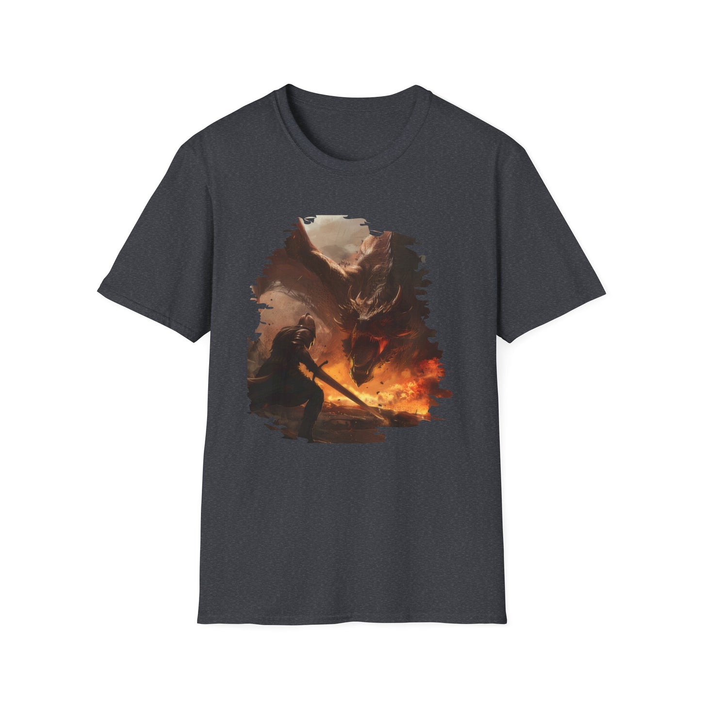 Fighter and Dragon - Unisex Softstyle T-Shirt