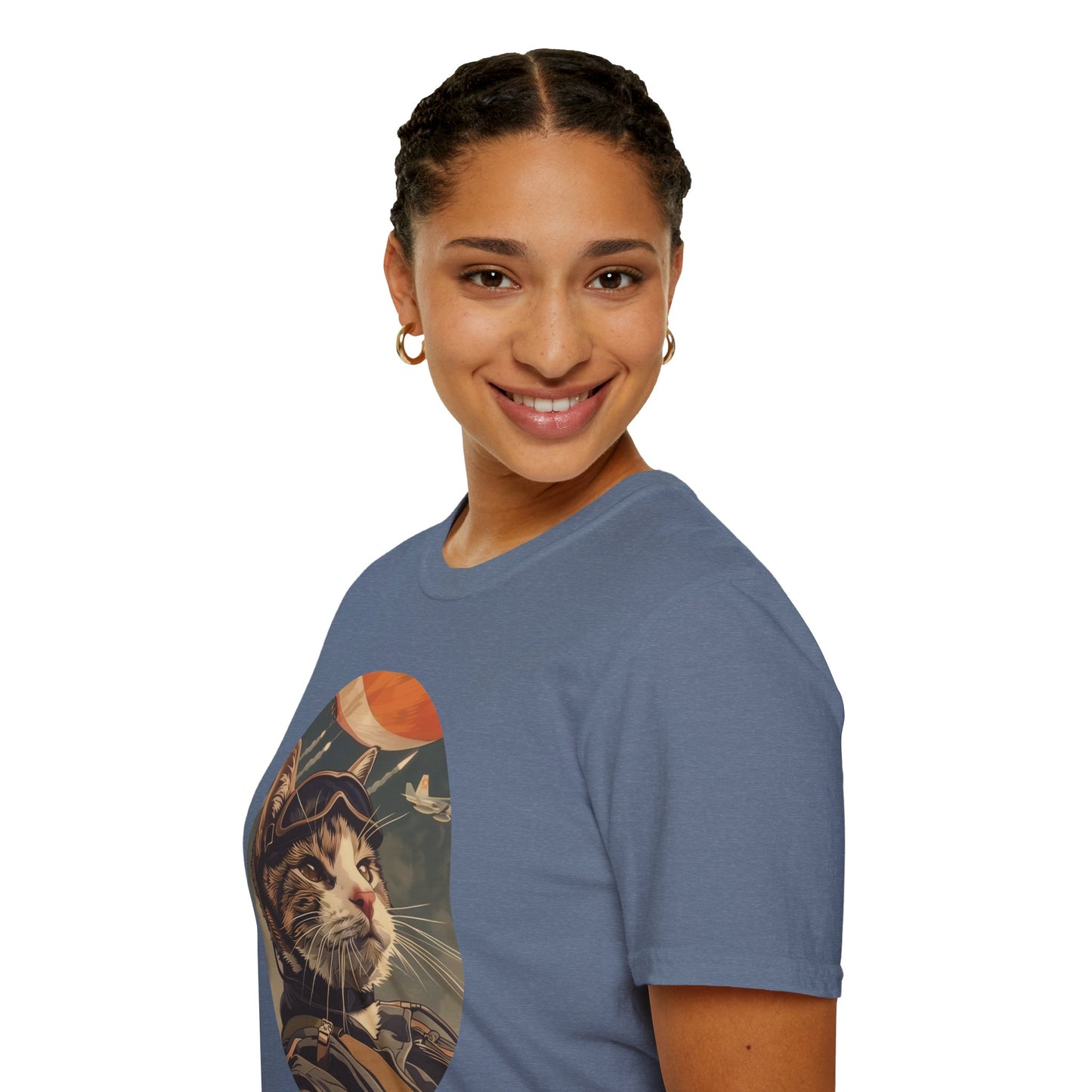 Cat Fighter Pilot - Unisex Softstyle T-Shirt