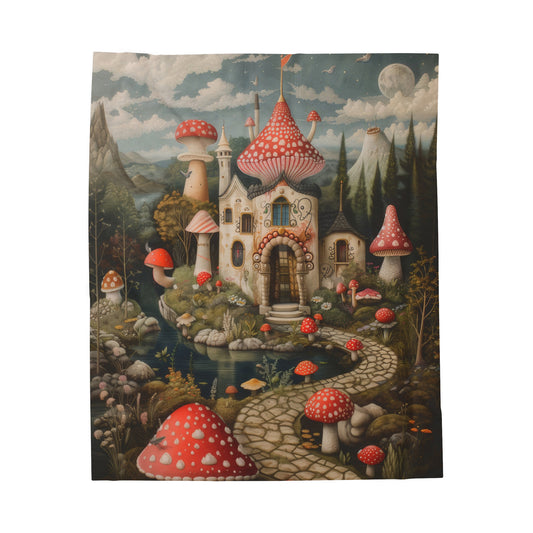 Mushroom Castle - Velveteen Plush Blanket