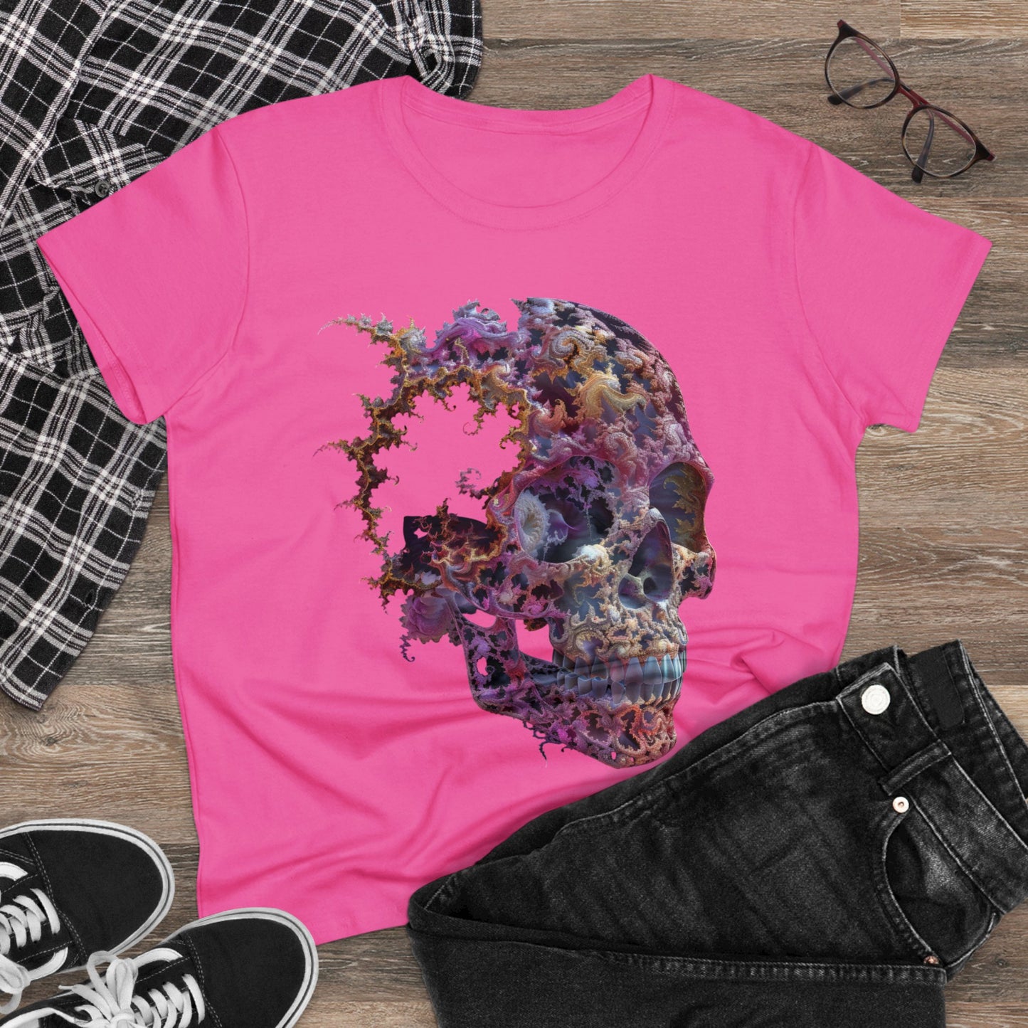 Fractal Skull - Women's Midweight Cotton Tee