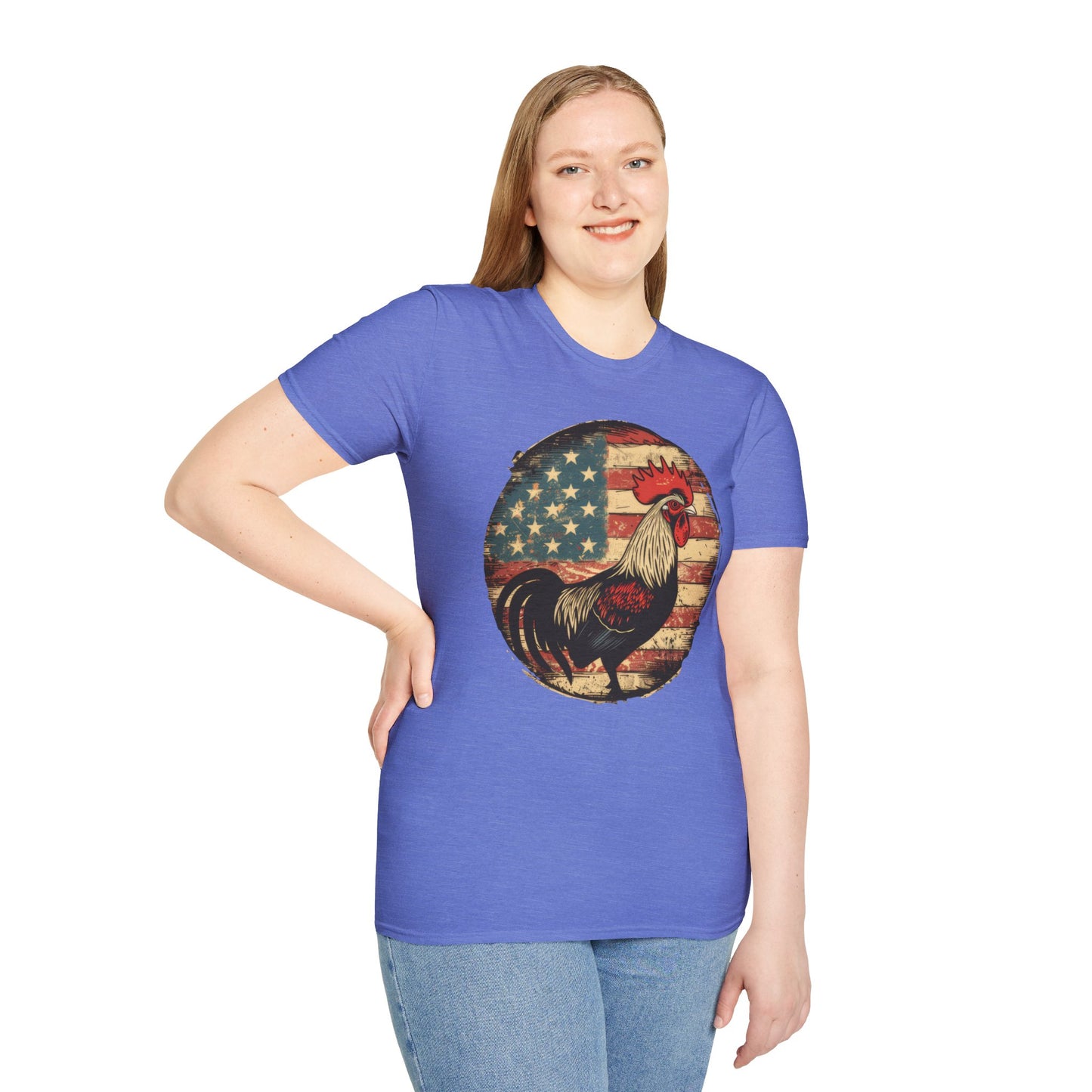 Rooster and Flag - Unisex Softstyle T-Shirt