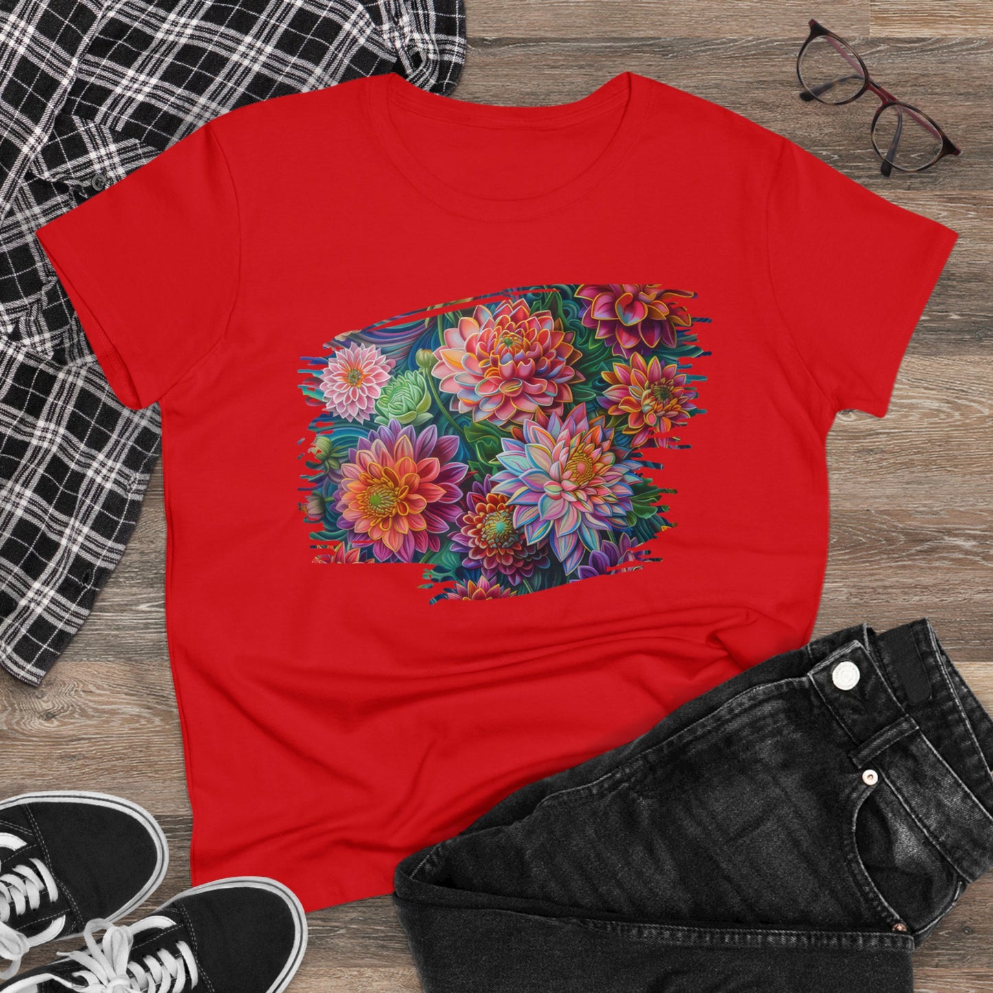 Pastel Flowers - Women's Midweight Cotton Tee