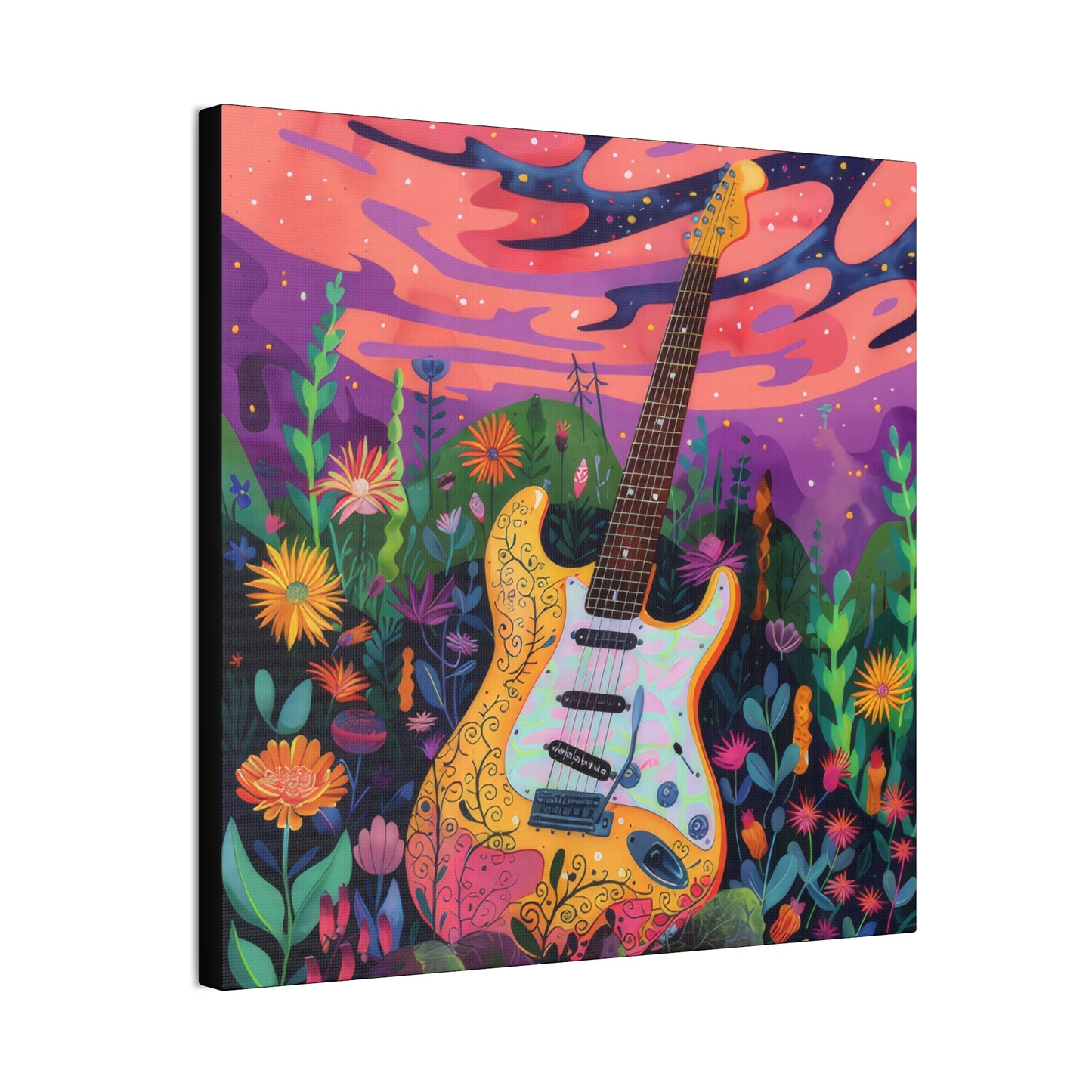 60's Guitar Poster - Canvas Stretched, 0.75"