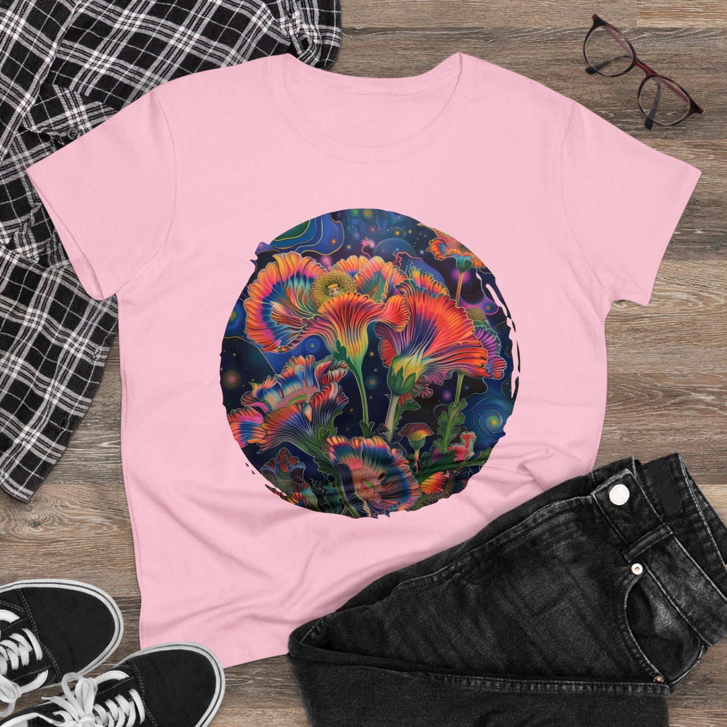 Pastel Flowers - Women's Midweight Cotton Tee