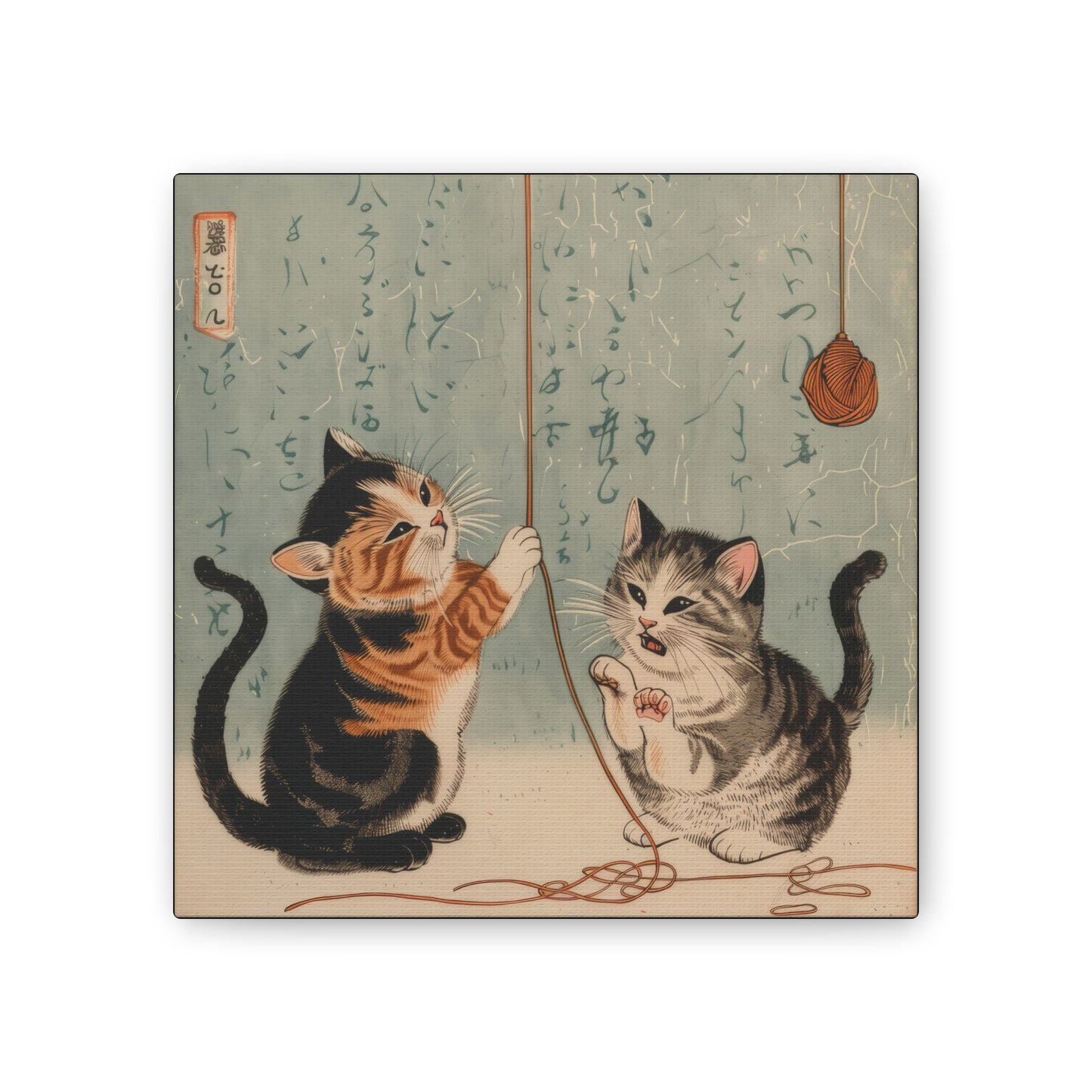 Japanese Woodblock Kitties - Canvas Stretched, 0.75" - Canvas Stretched, 0.75"