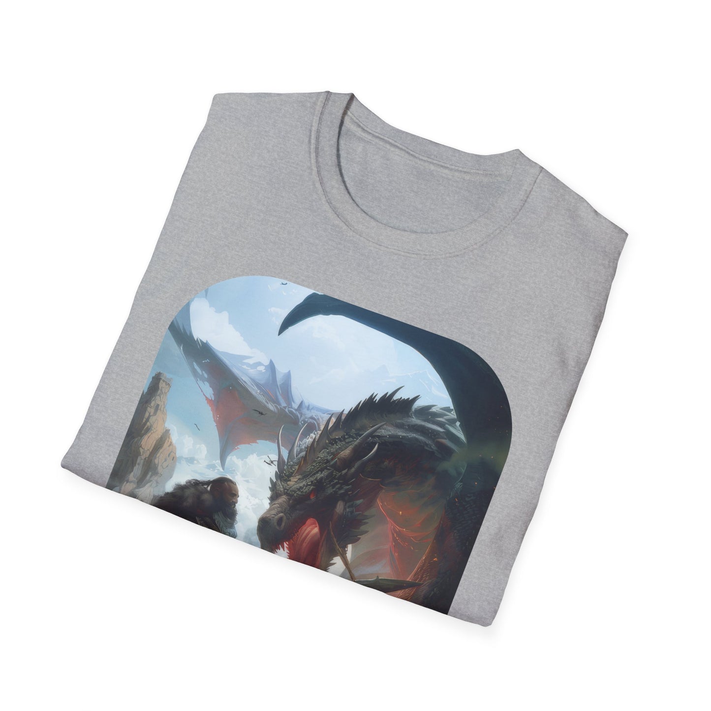 Fighter and Dragon - Unisex Softstyle T-Shirt