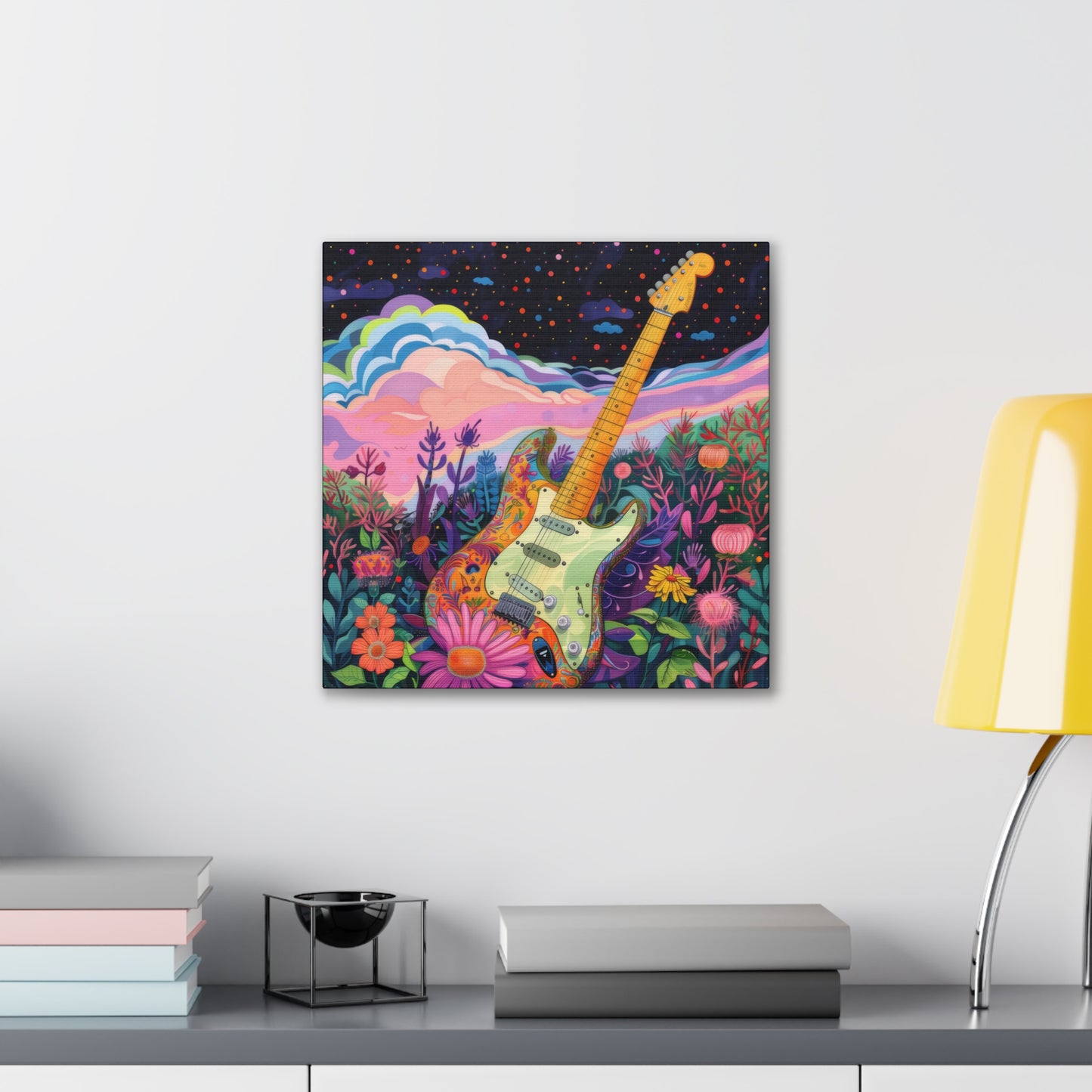 Retro Guitar Poster - Canvas Stretched, 0.75"