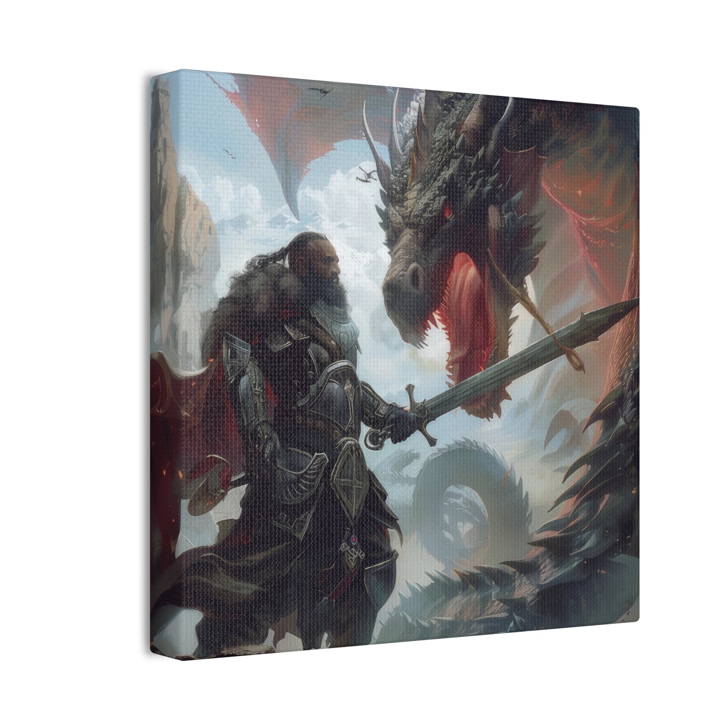 Fighter and Dragon - Canvas Stretched, 0.75"