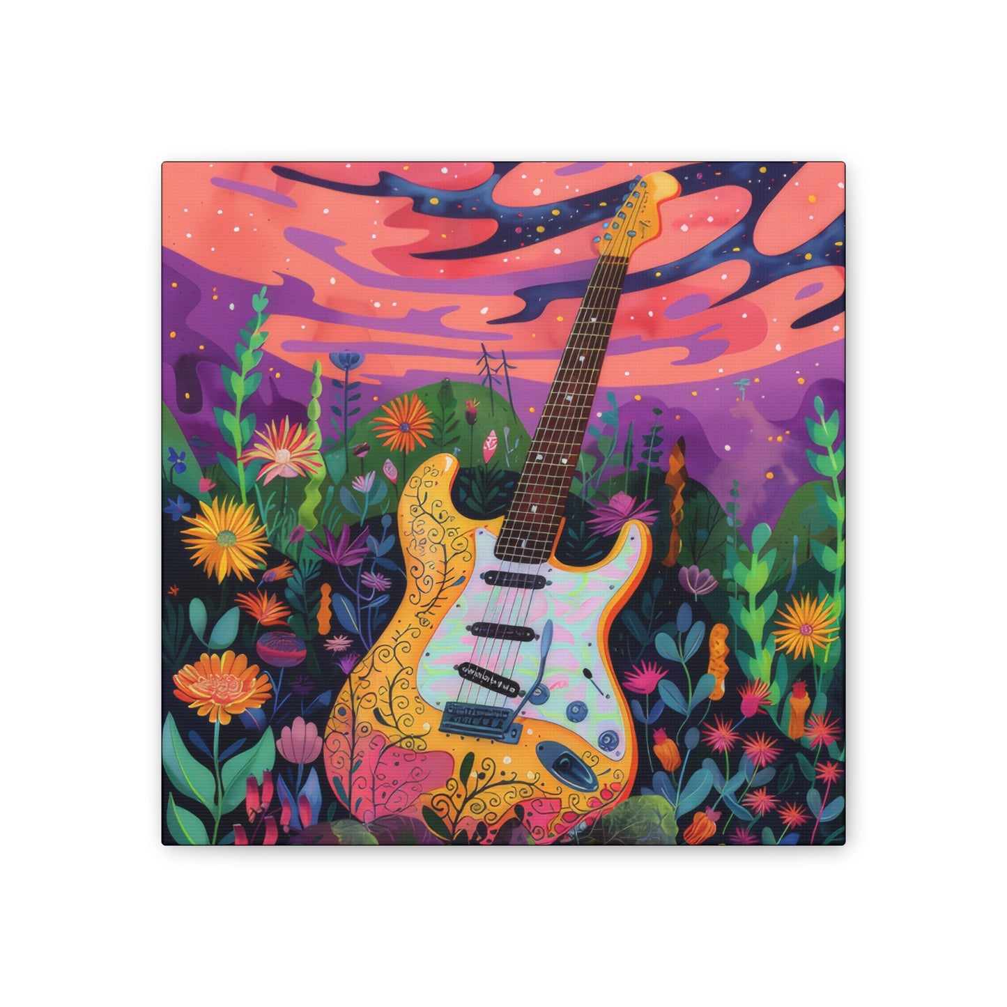 60's Guitar Poster - Canvas Stretched, 0.75"