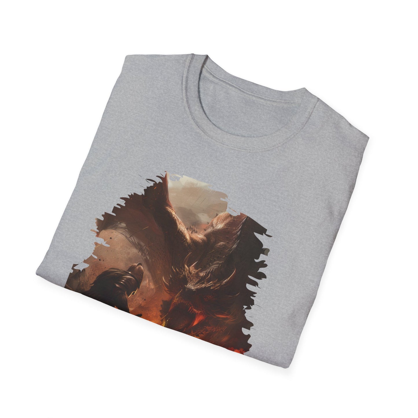 Fighter and Dragon - Unisex Softstyle T-Shirt