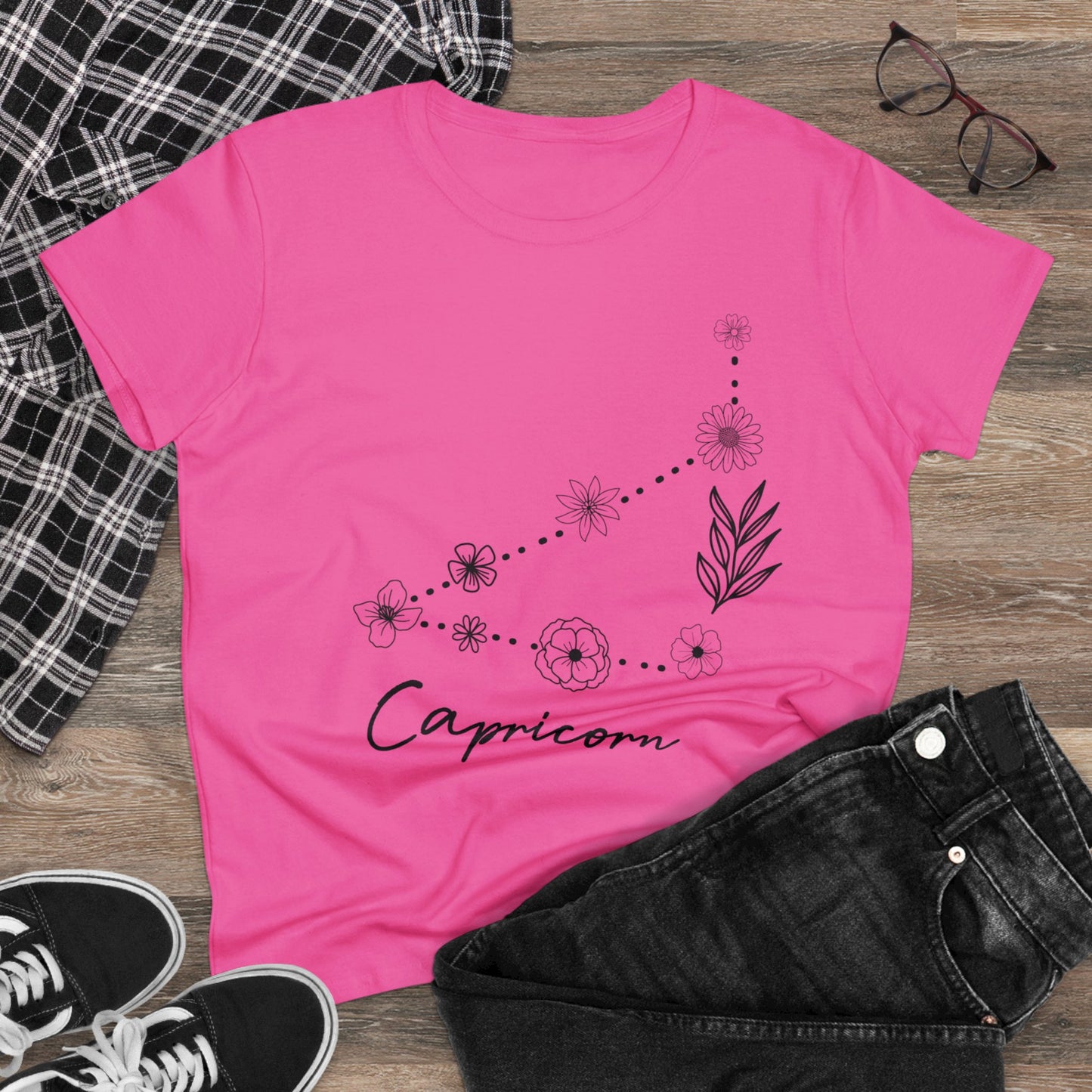 Flower Constellation - Capricorn - Astrology - Women's Midweight Cotton Tee