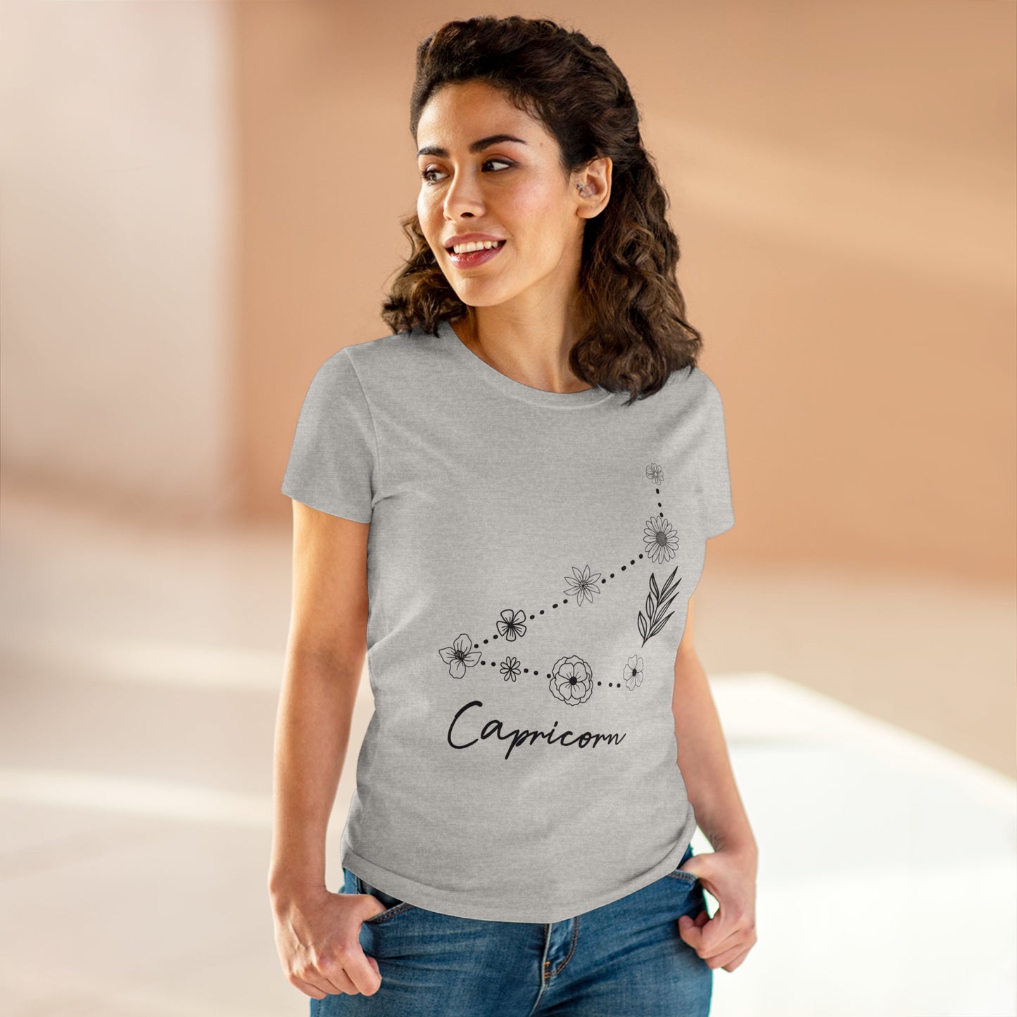 Flower Constellation - Capricorn - Astrology - Women's Midweight Cotton Tee