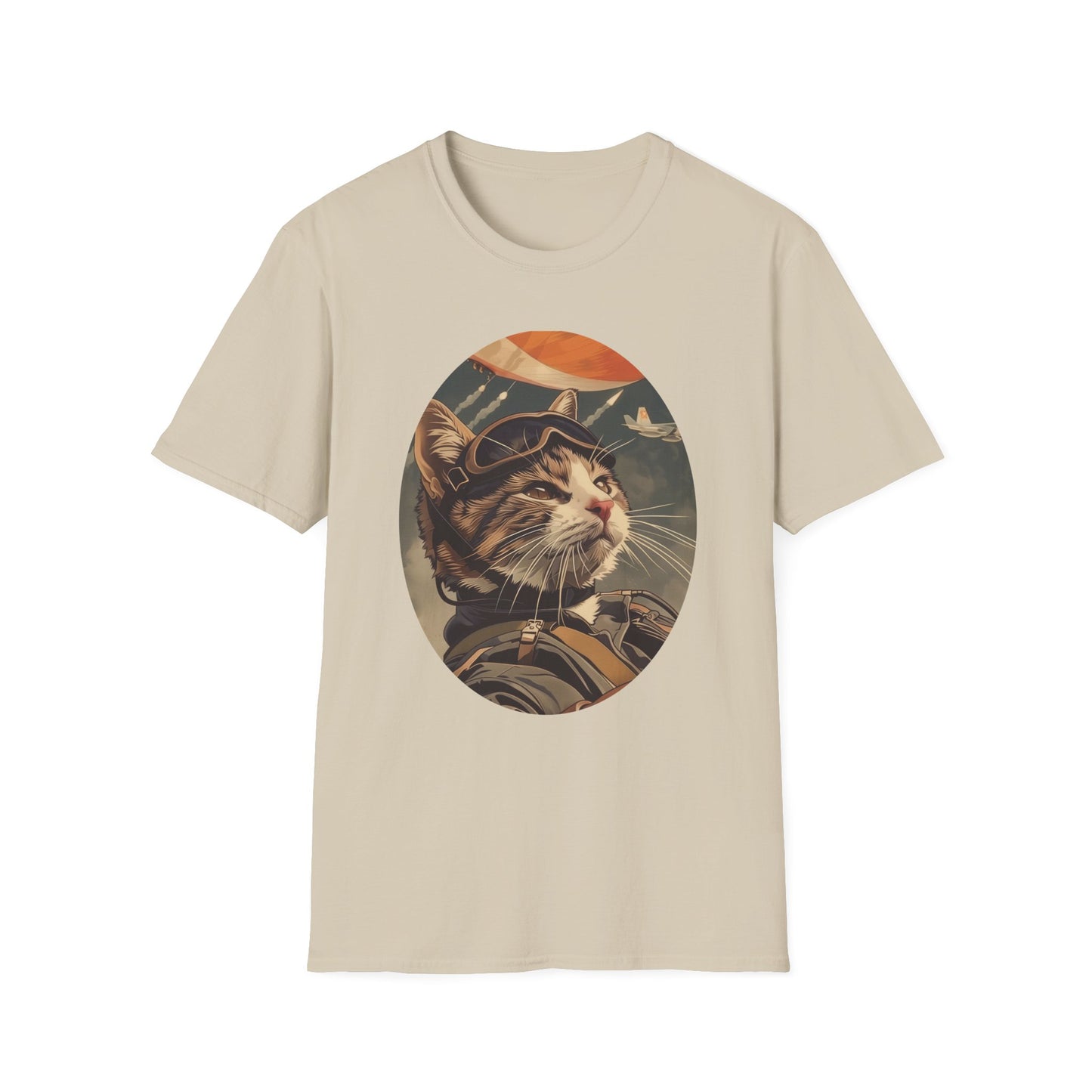 Cat Fighter Pilot - Unisex Softstyle T-Shirt