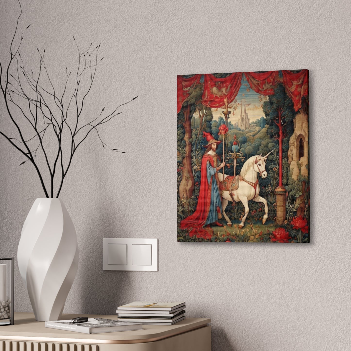 Mage and the Unicorn Tapestry - Canvas Stretched, 0.75"