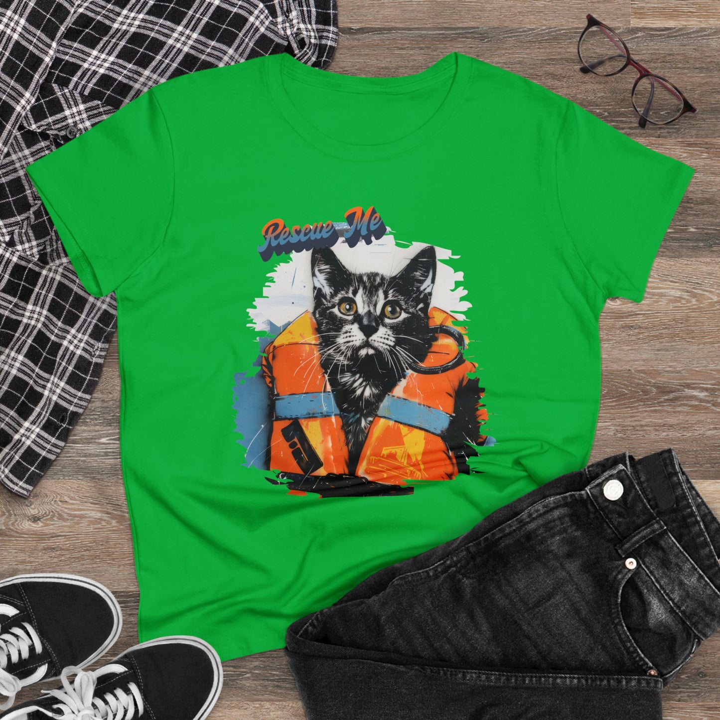 Rescue Cat - Women's Midweight Cotton Tee