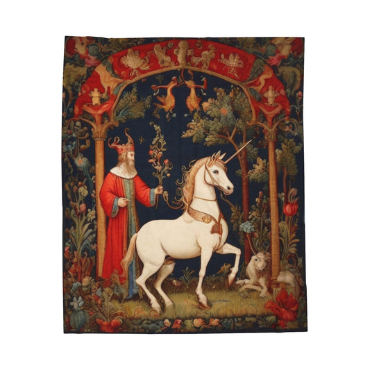 The Mage and the Unicorn - Velveteen Plush Blanket