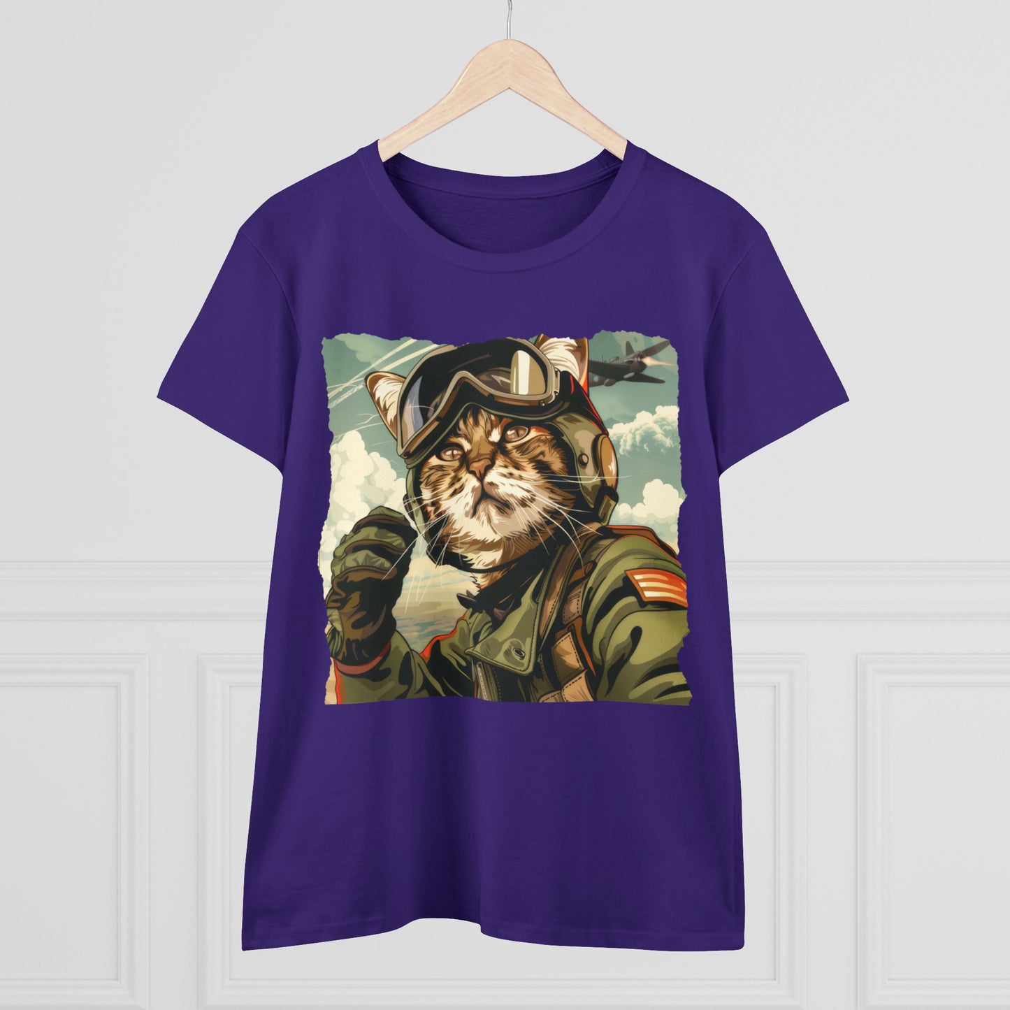 Kitty Fighter Pilot - Women's Midweight Cotton Tee