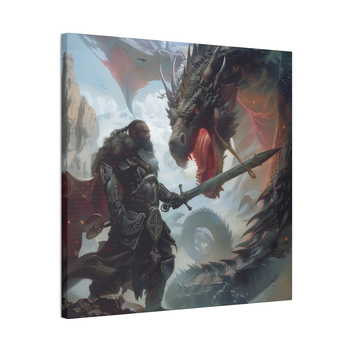 Fighter and Dragon - Canvas Stretched, 0.75"